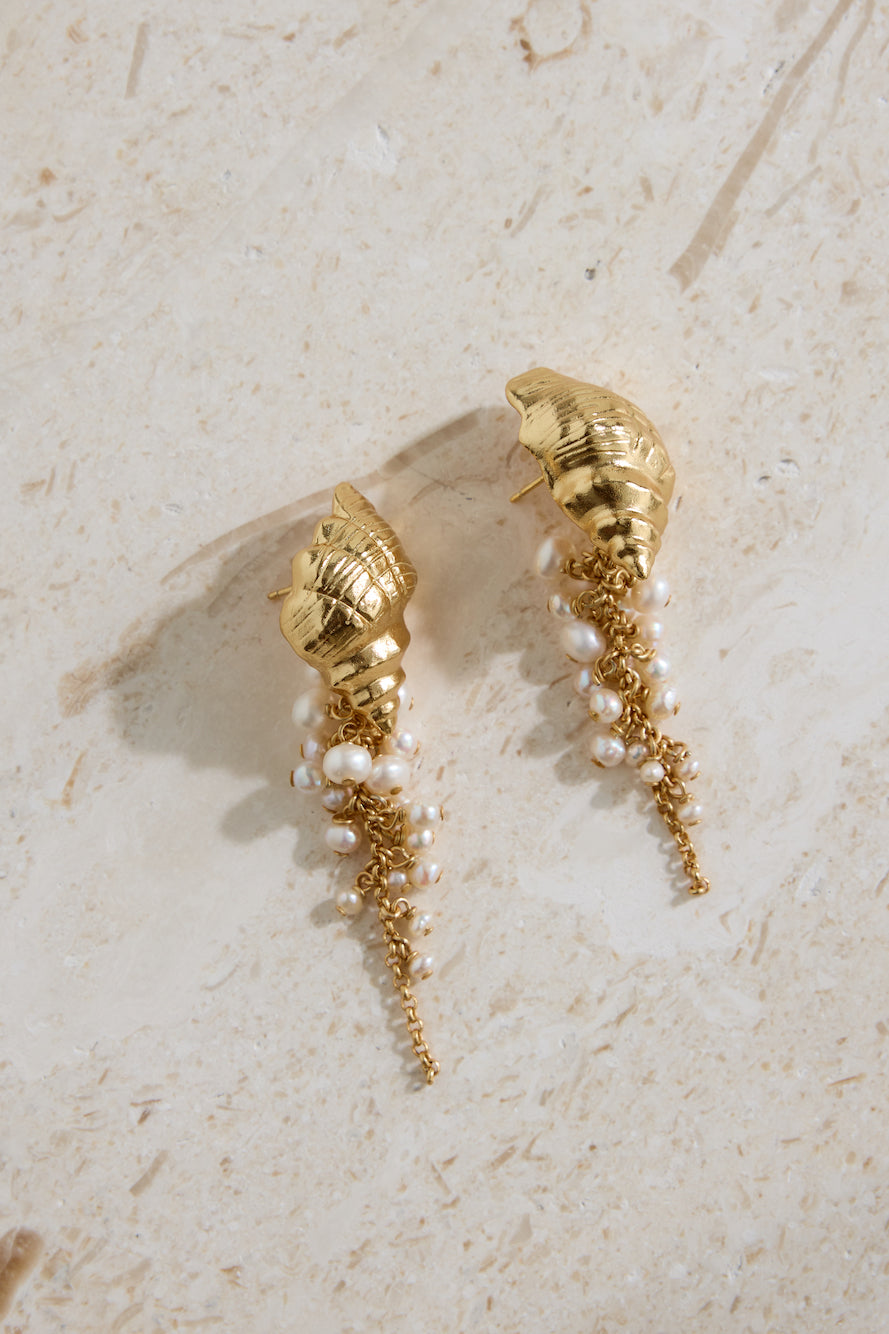 18K Gold Plated Hearing Waves Earrings Gold-Trogz