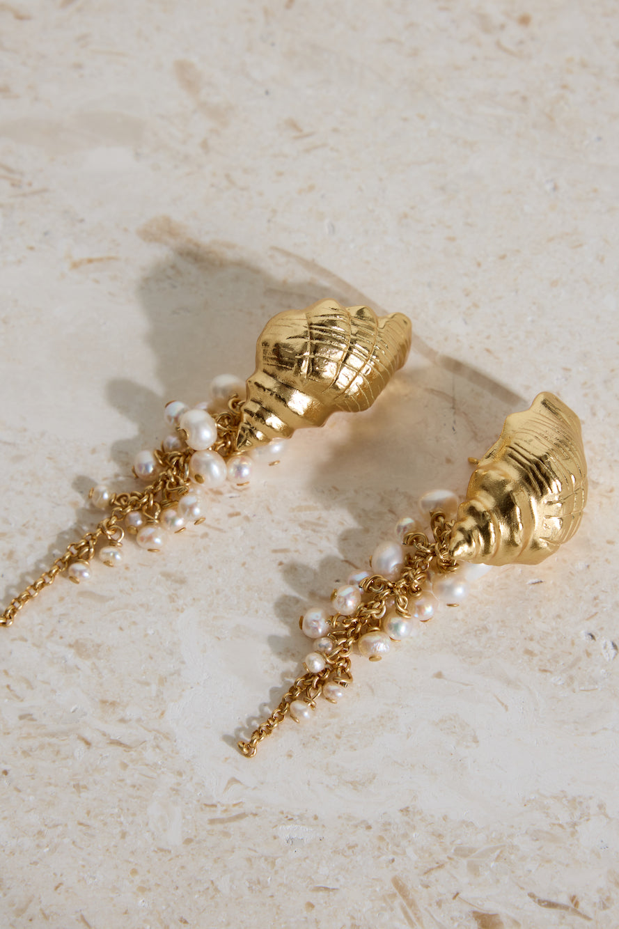18K Gold Plated Hearing Waves Earrings Gold-Trogz