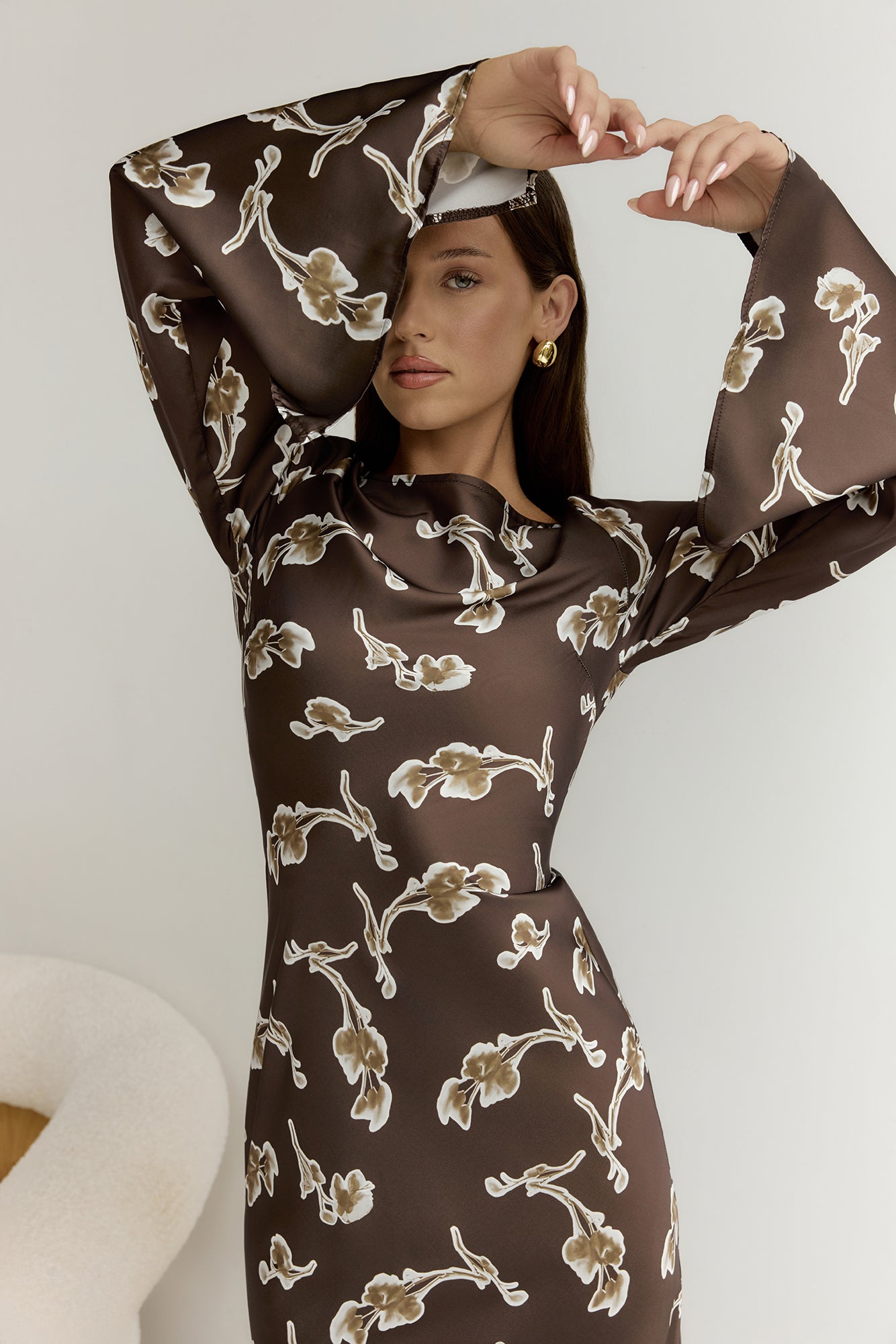 Angeline Long Sleeved Maxi Dress Brown-Trogz
