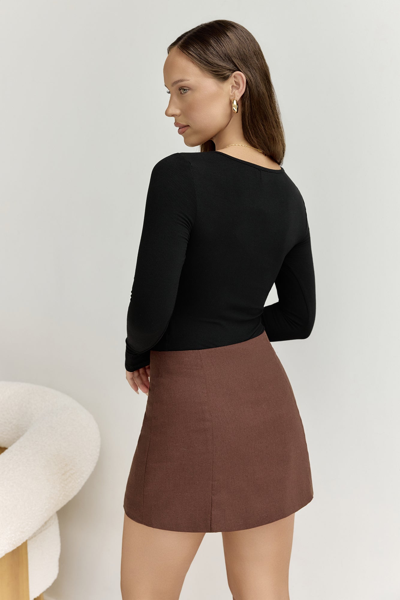 BASE The Flatter Me Long Sleeve Ribbed Bodysuit Black-Trogz