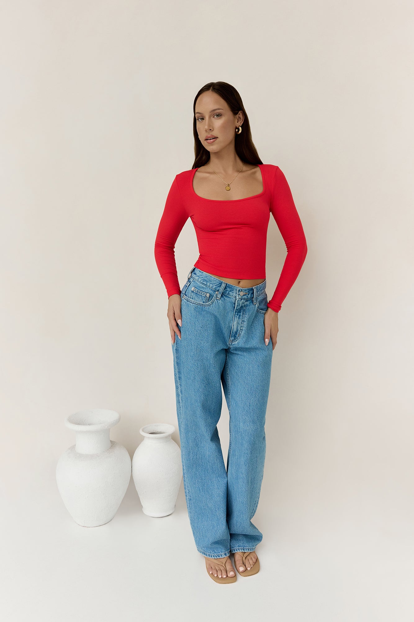 BASE Wear Now Ribbed Long Sleeve Top Red-Trogz