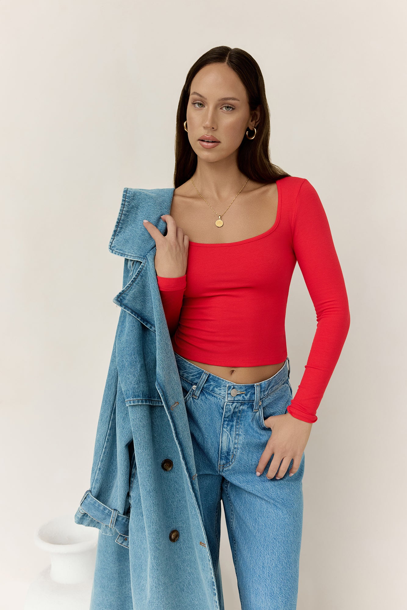 BASE Wear Now Ribbed Long Sleeve Top Red-Trogz