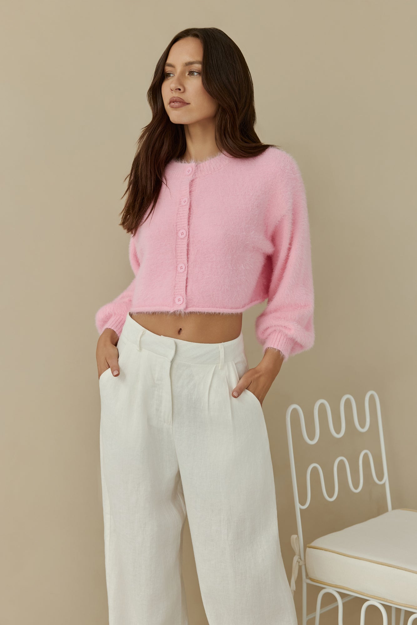 Cloud Nine Fluffy Cardigan Pink-Trogz