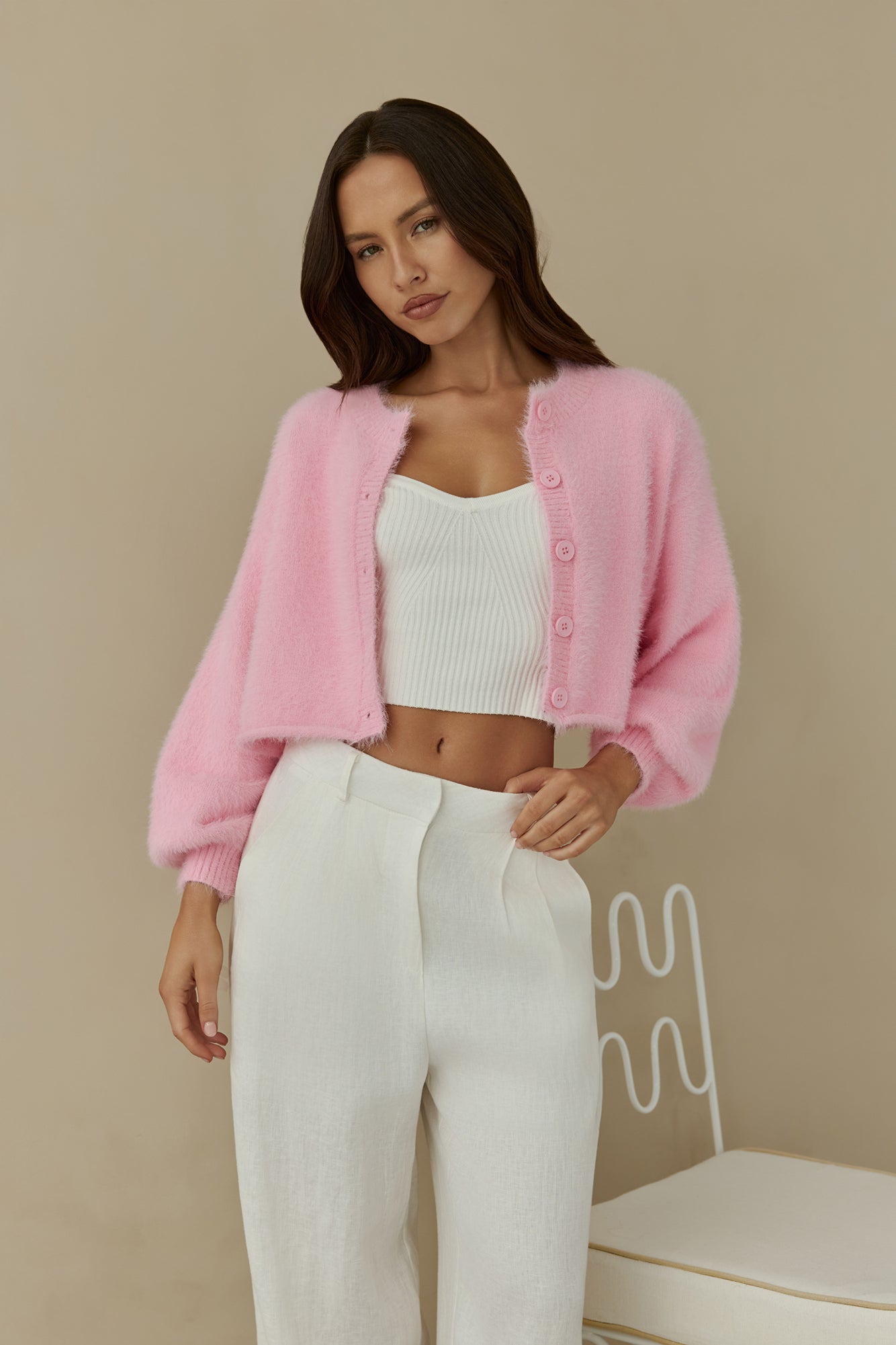 Cloud Nine Fluffy Cardigan Pink-Trogz