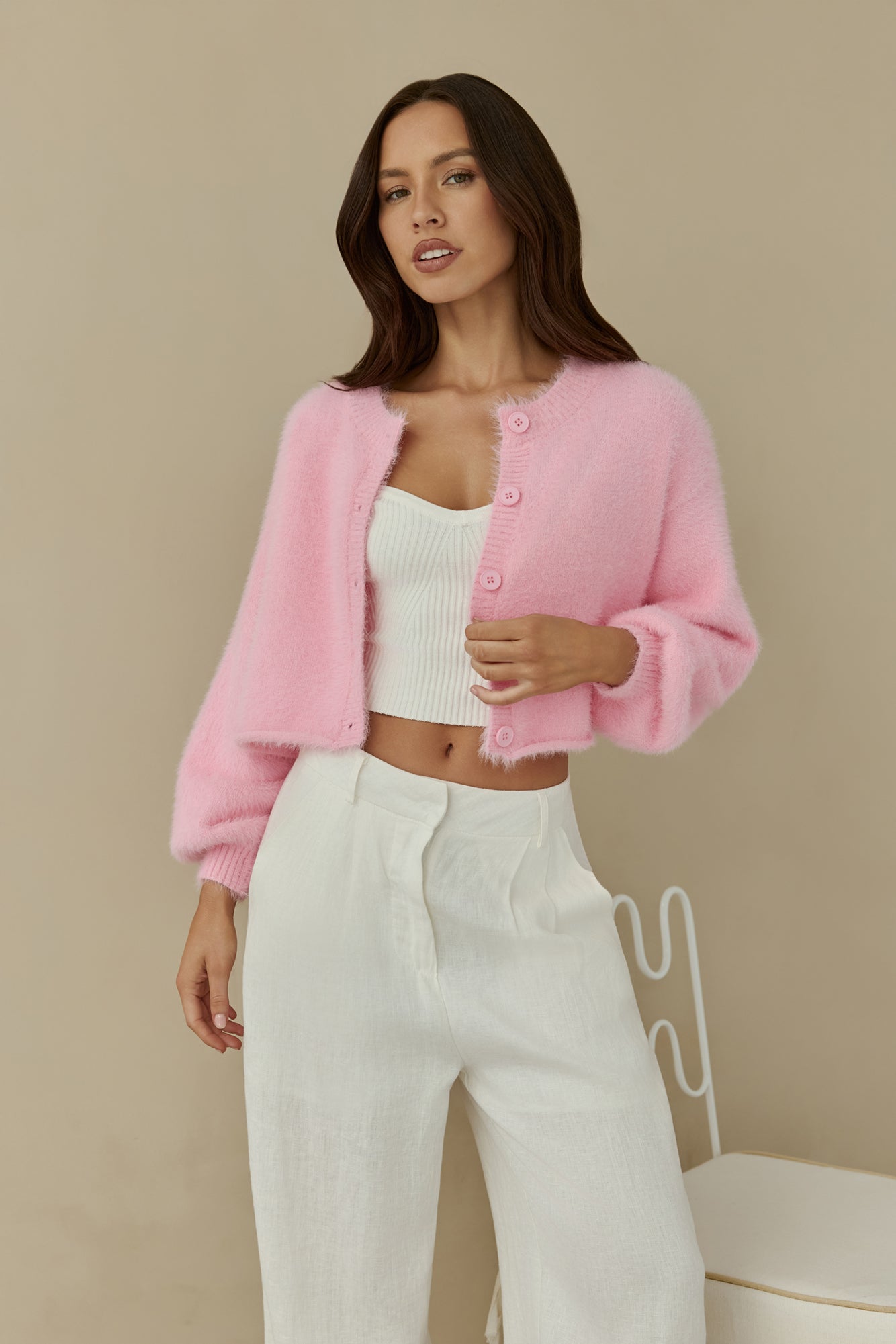 Cloud Nine Fluffy Cardigan Pink-Trogz