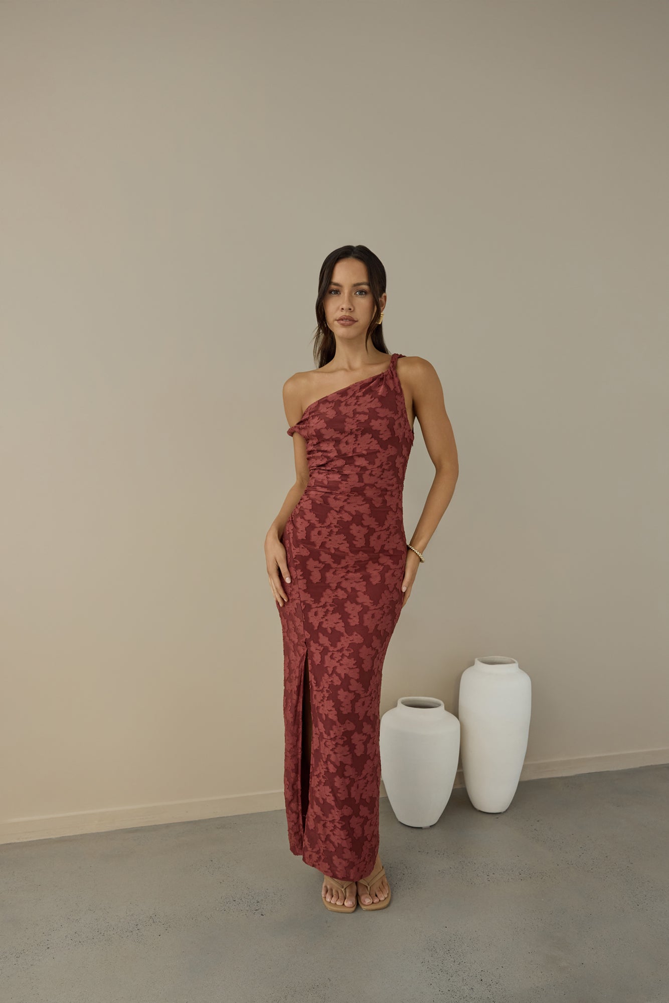 Breeze Of Pink Maxi Dress Wine-Trogz