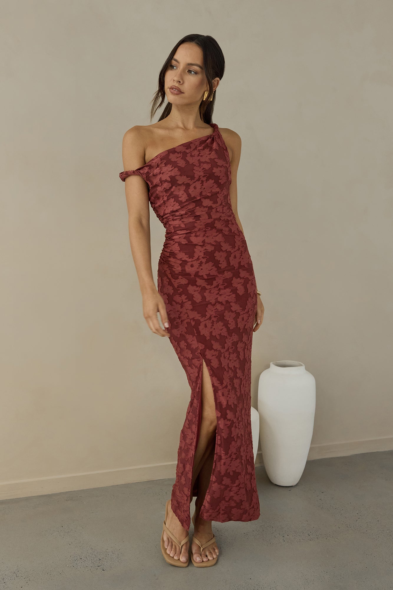 Breeze Of Pink Maxi Dress Wine-Trogz