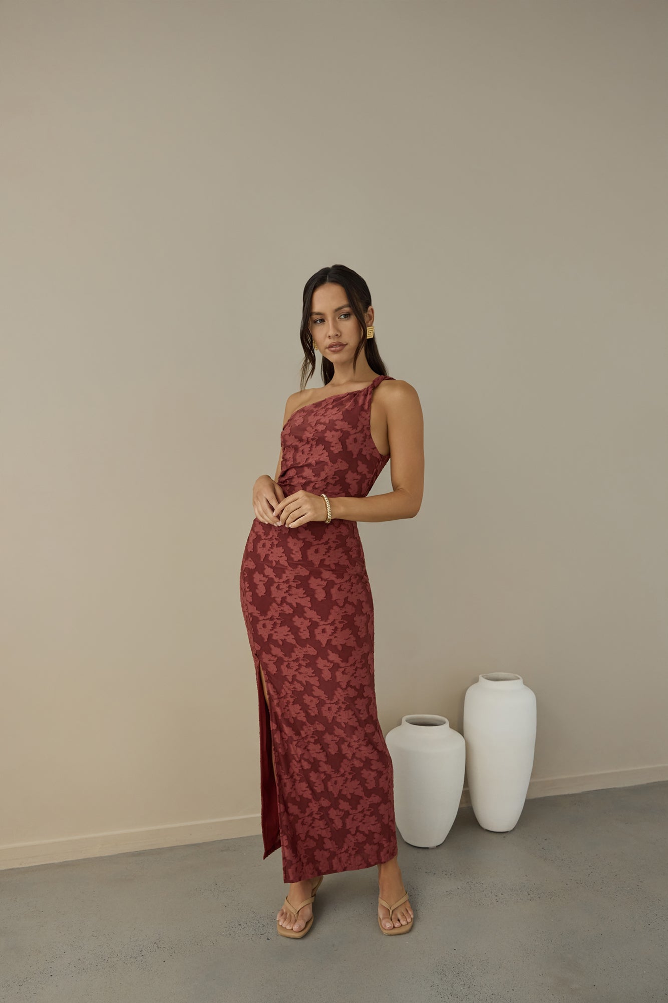 Breeze Of Pink Maxi Dress Wine-Trogz