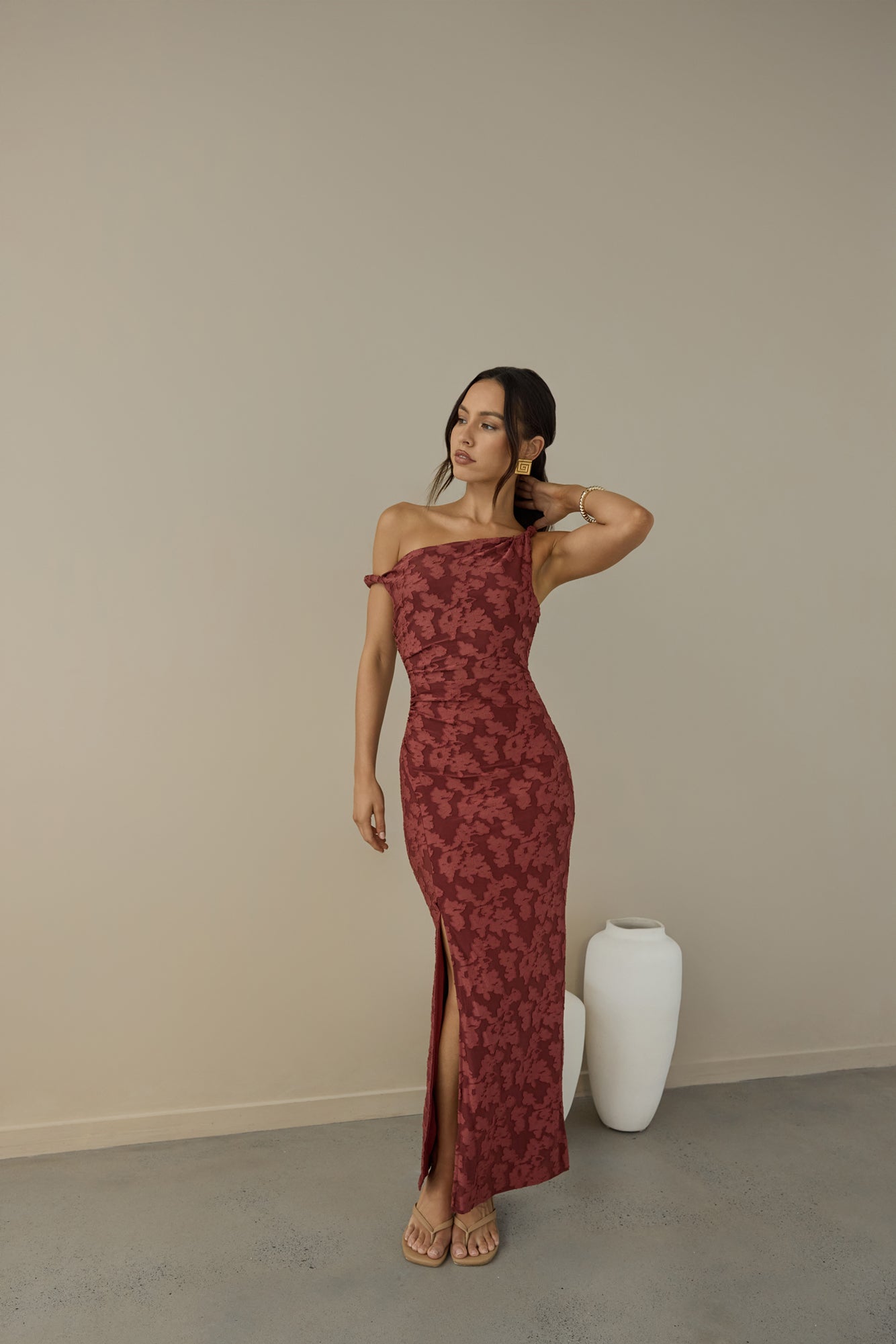 Breeze Of Pink Maxi Dress Wine-Trogz