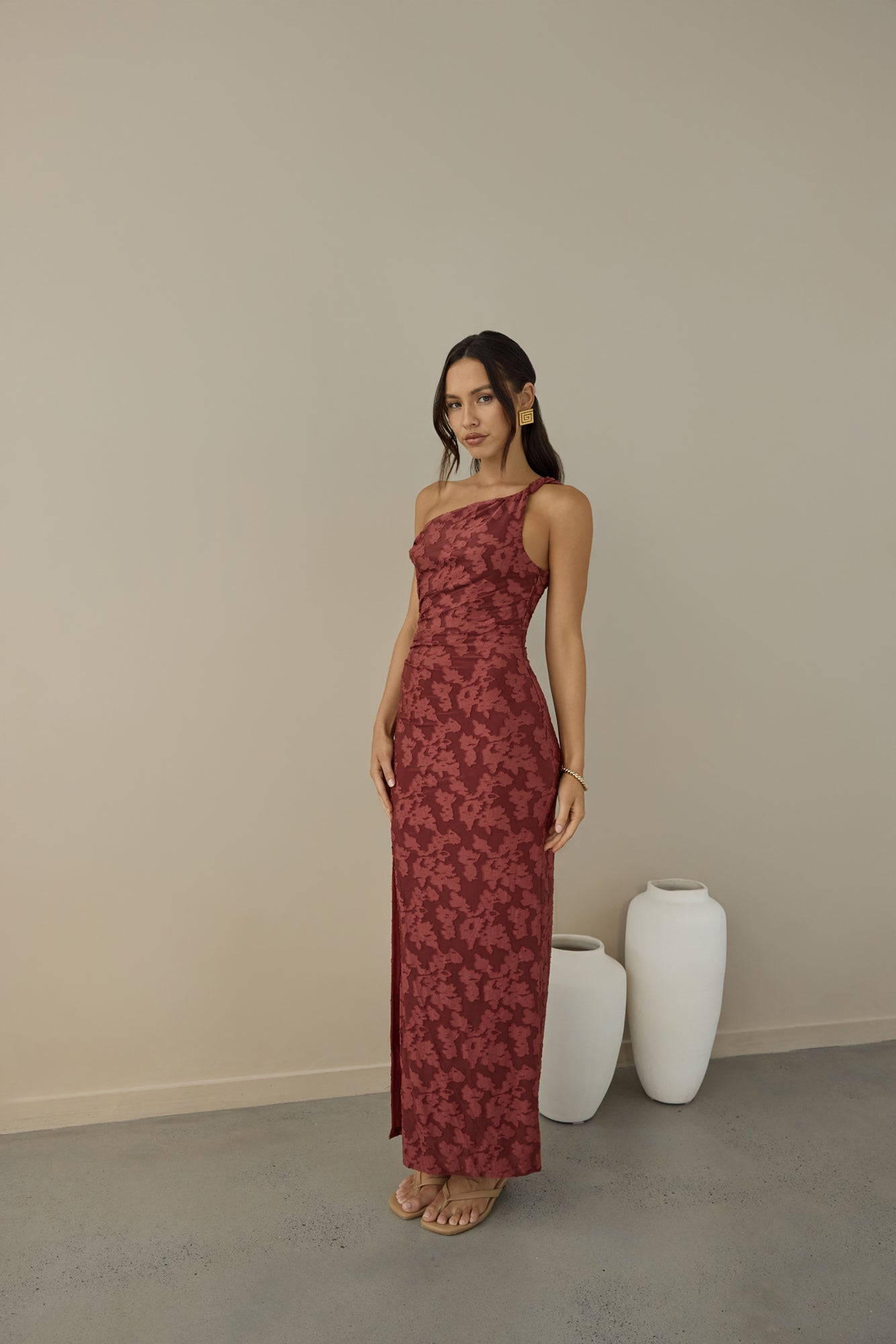 Breeze Of Pink Maxi Dress Wine-Trogz