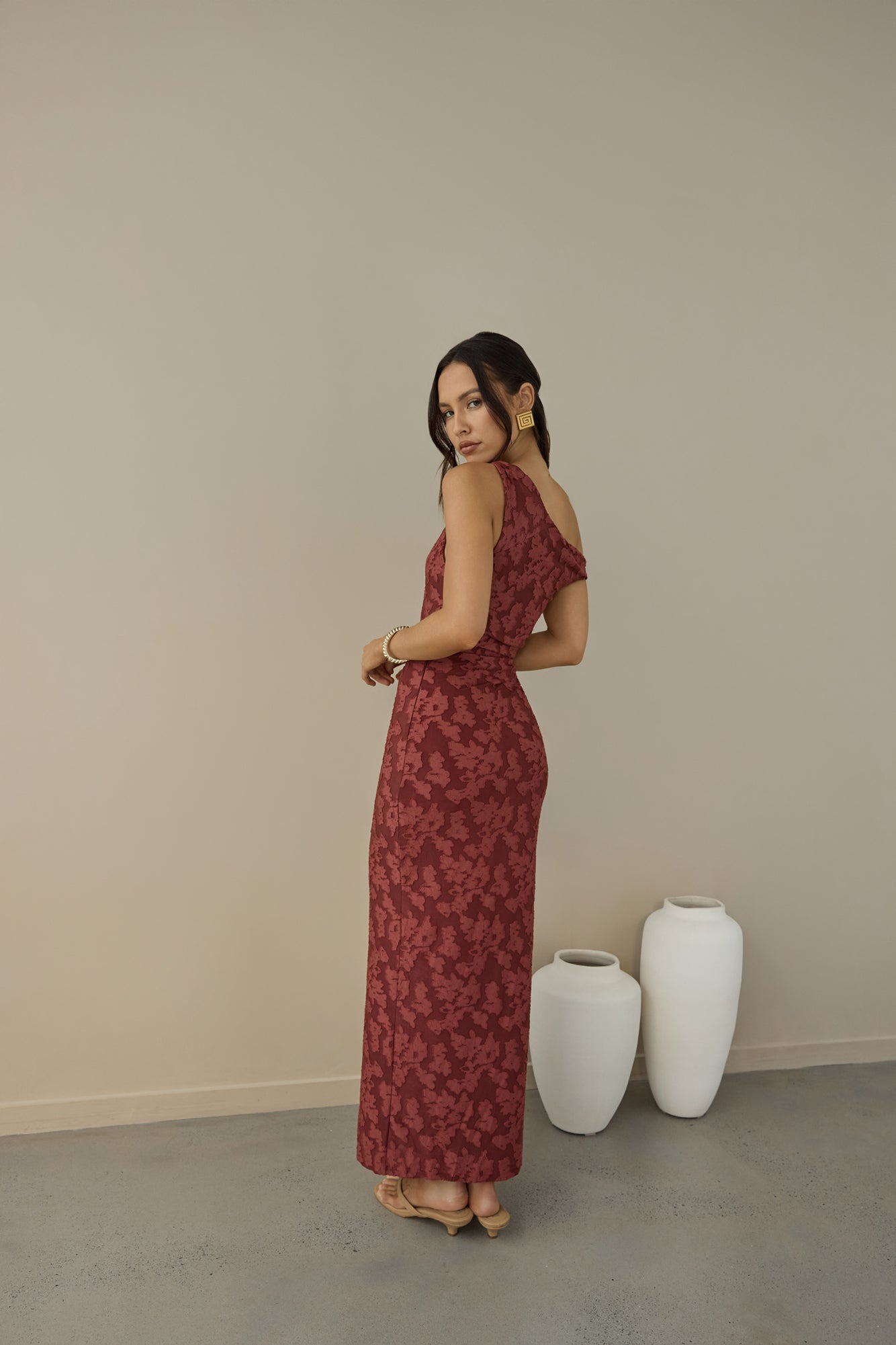 Breeze Of Pink Maxi Dress Wine-Trogz