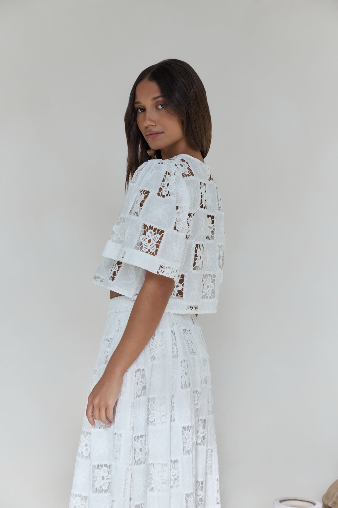 Andolina Crochet Lace Crop Top White-Trogz