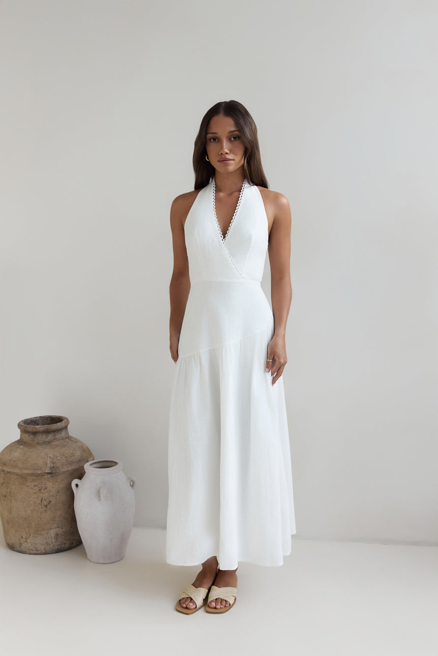 Angelic Song Halter Maxi Dress White-Trogz