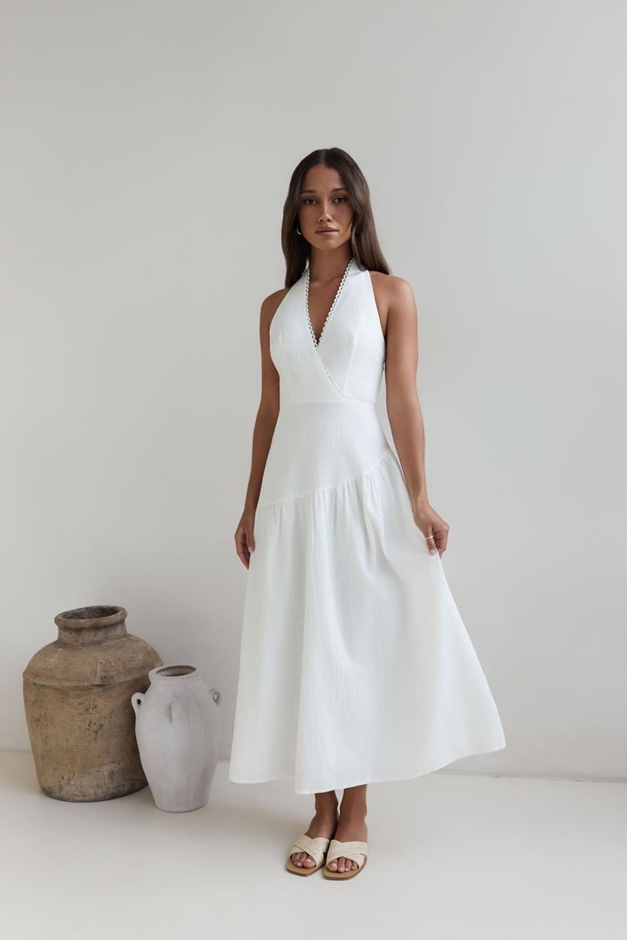 Angelic Song Halter Maxi Dress White-Trogz