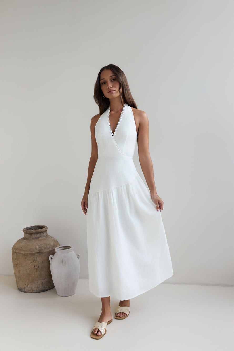 Angelic Song Halter Maxi Dress White-Trogz