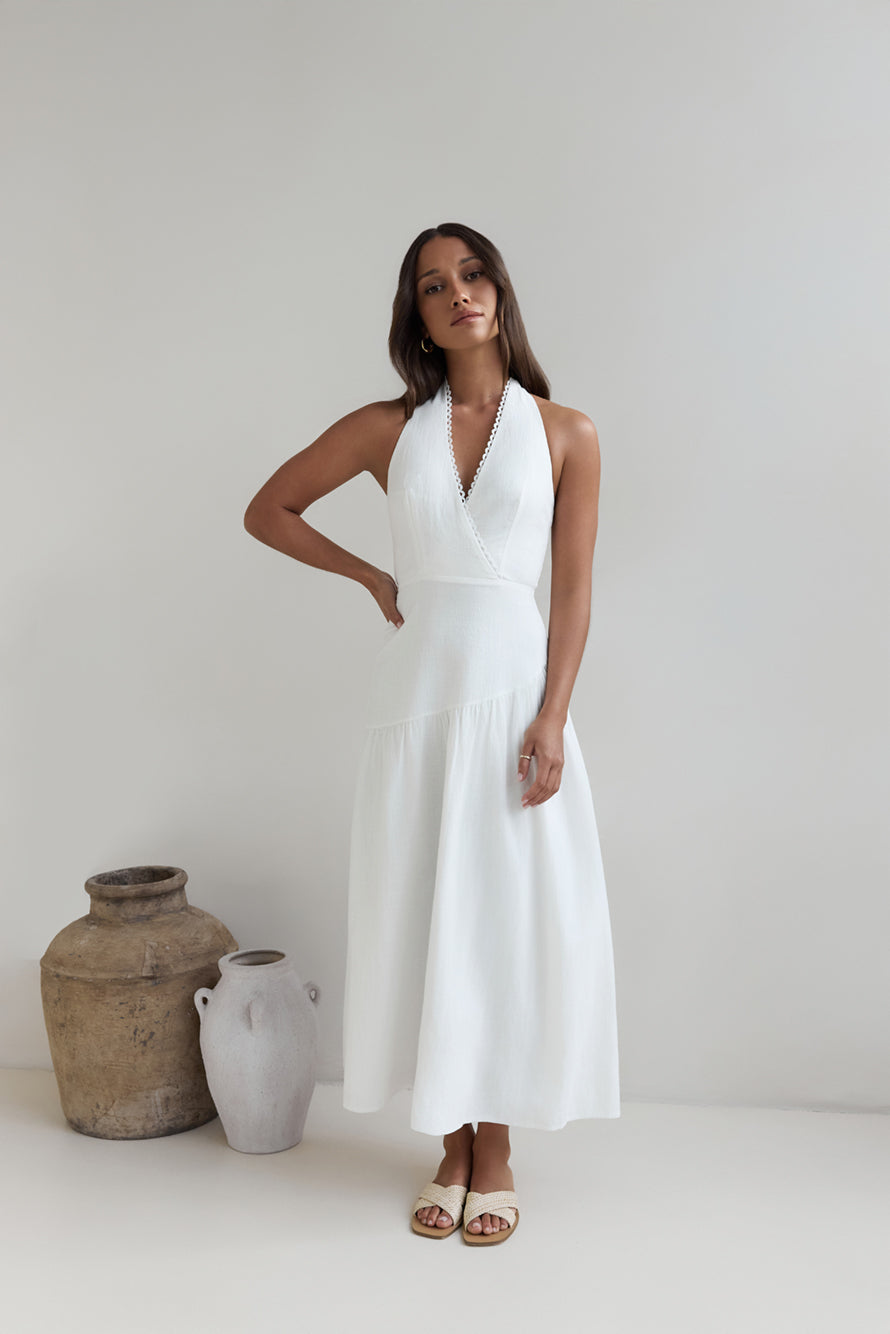 Angelic Song Halter Maxi Dress White-Trogz