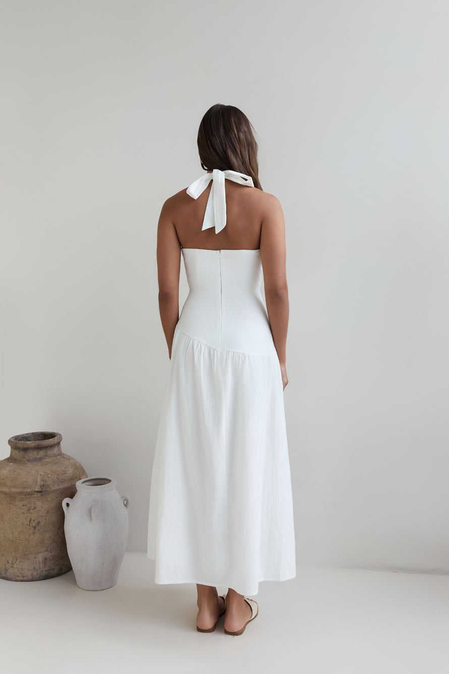Angelic Song Halter Maxi Dress White-Trogz