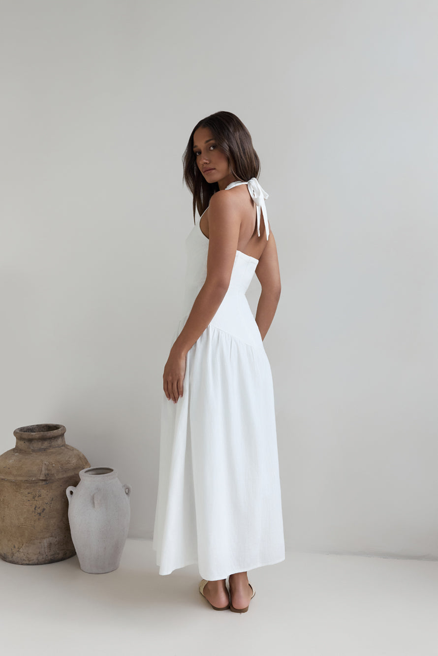 Angelic Song Halter Maxi Dress White-Trogz