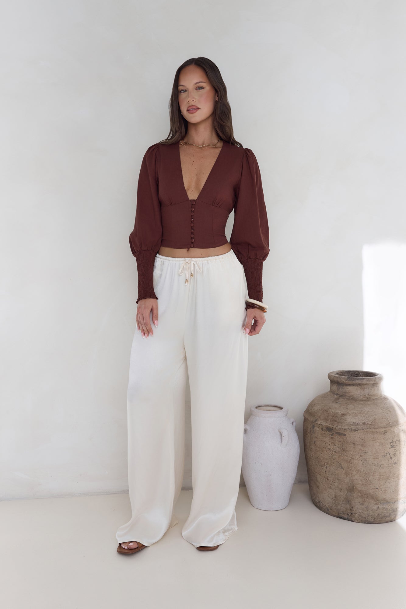 Brush Of Luck Long Sleeve Top Brown-Trogz