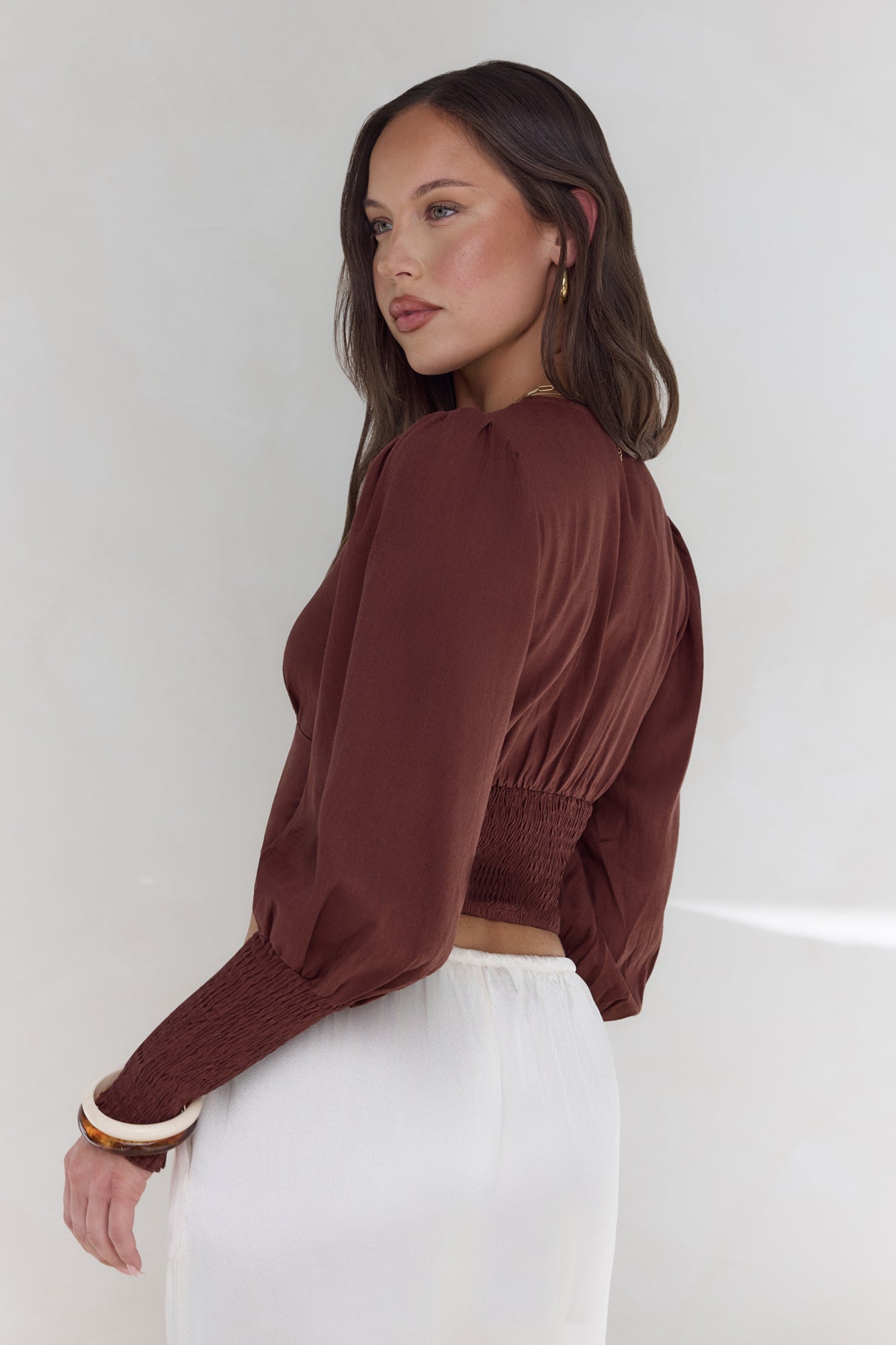 Brush Of Luck Long Sleeve Top Brown-Trogz