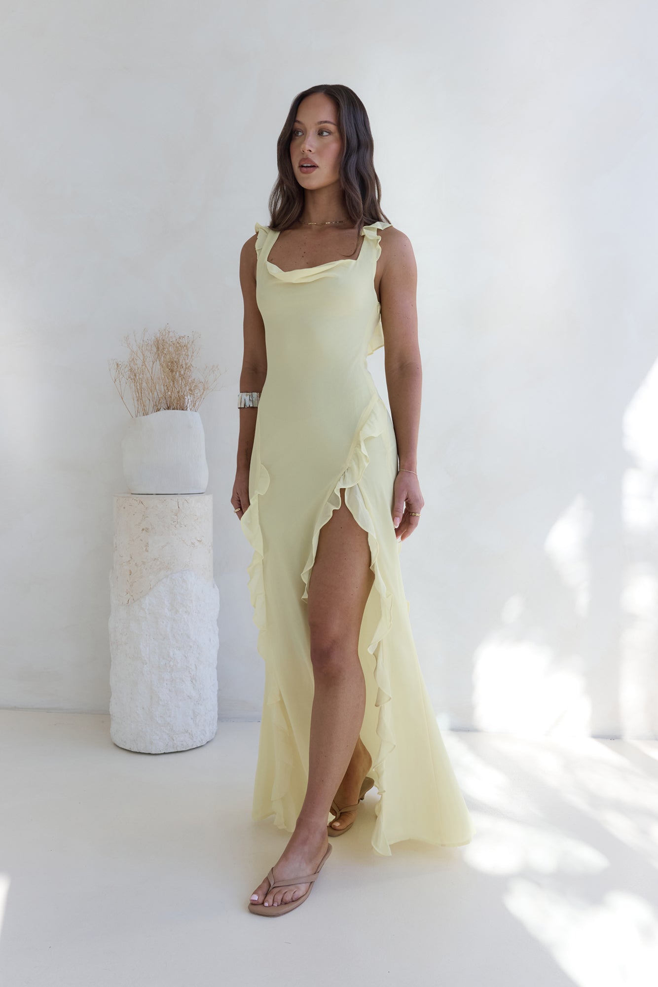 All Night Affair Maxi Dress Yellow-Trogz