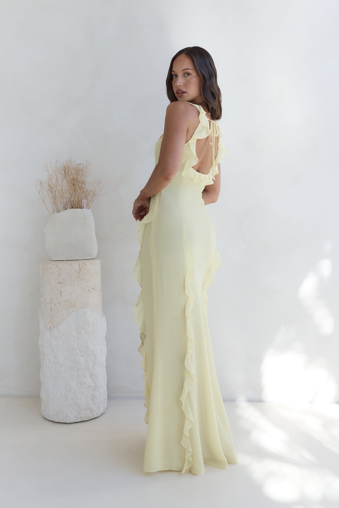 All Night Affair Maxi Dress Yellow-Trogz