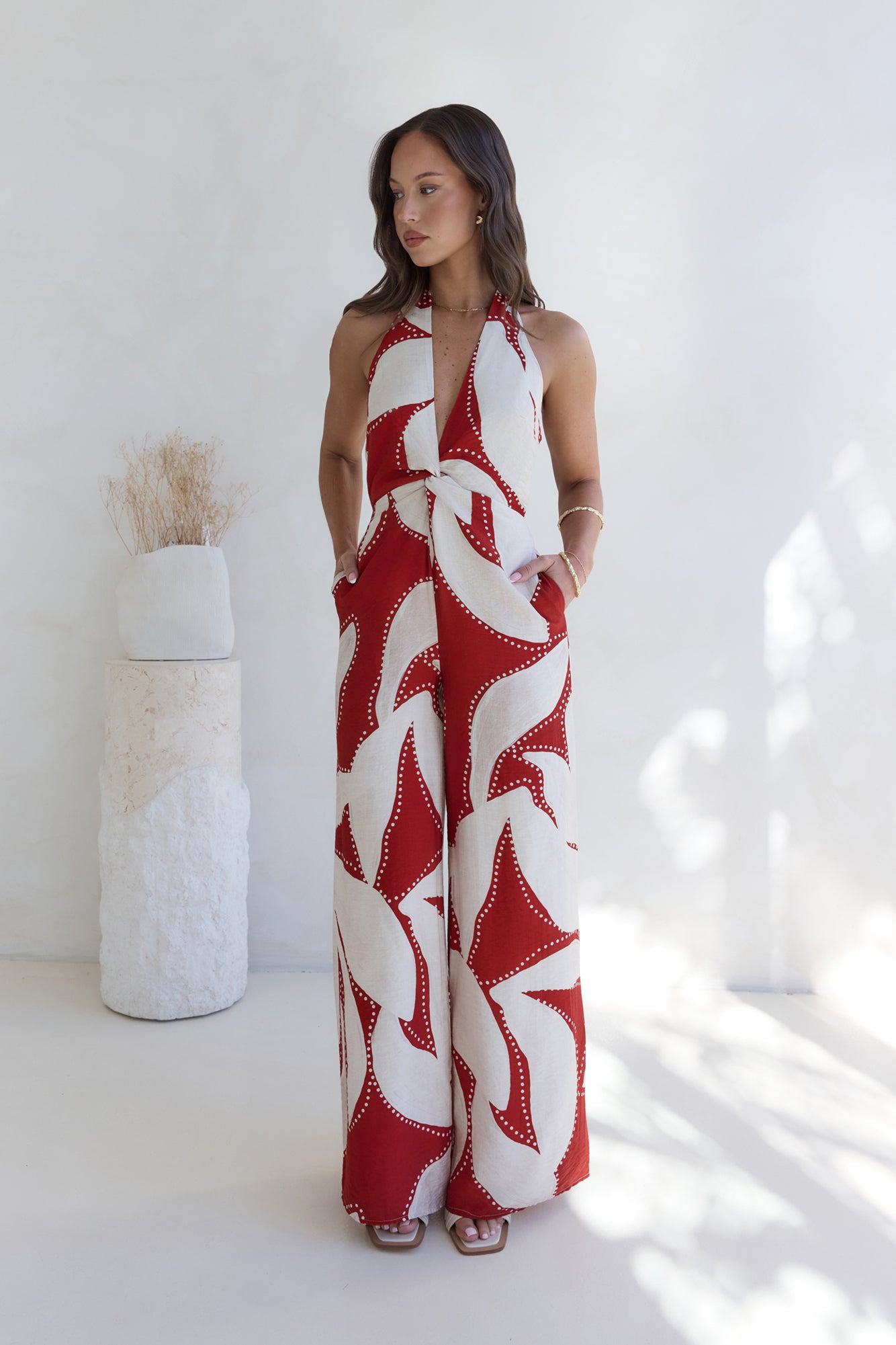 Arlette Halter Jumpsuit Arlette Red-Trogz