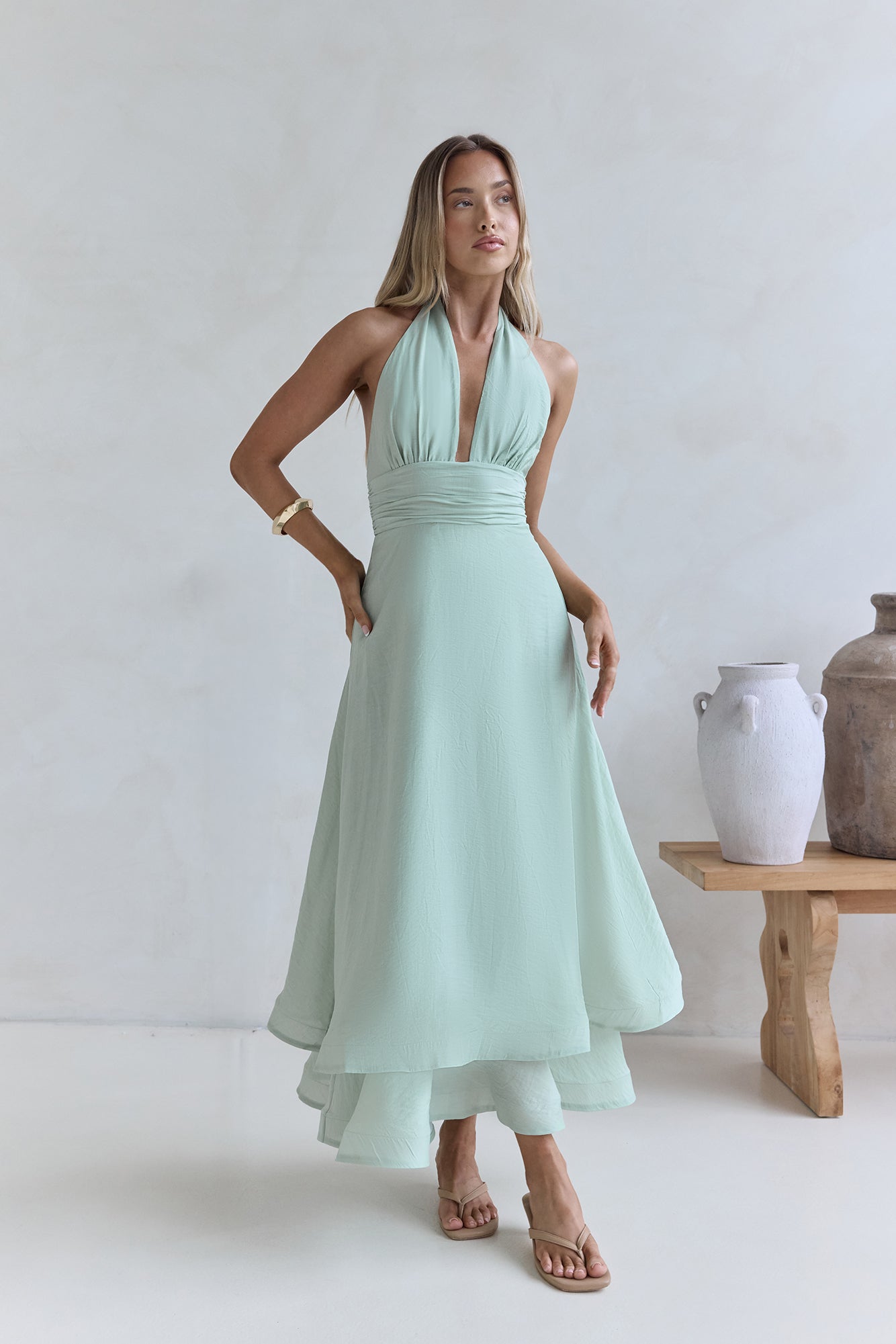 City Lights Calling Maxi Dress Green-Trogz