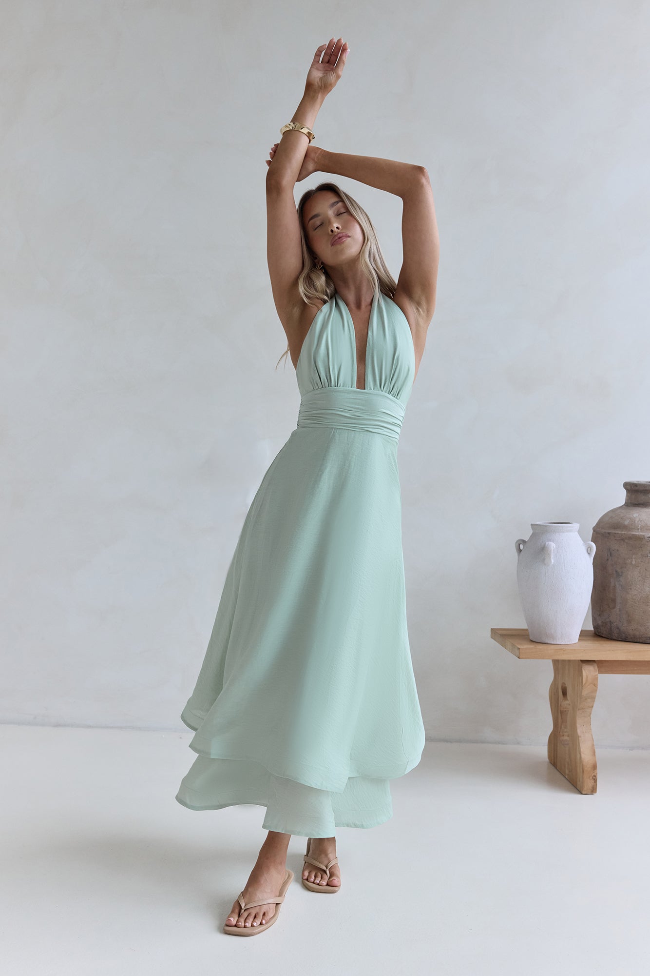 City Lights Calling Maxi Dress Green-Trogz