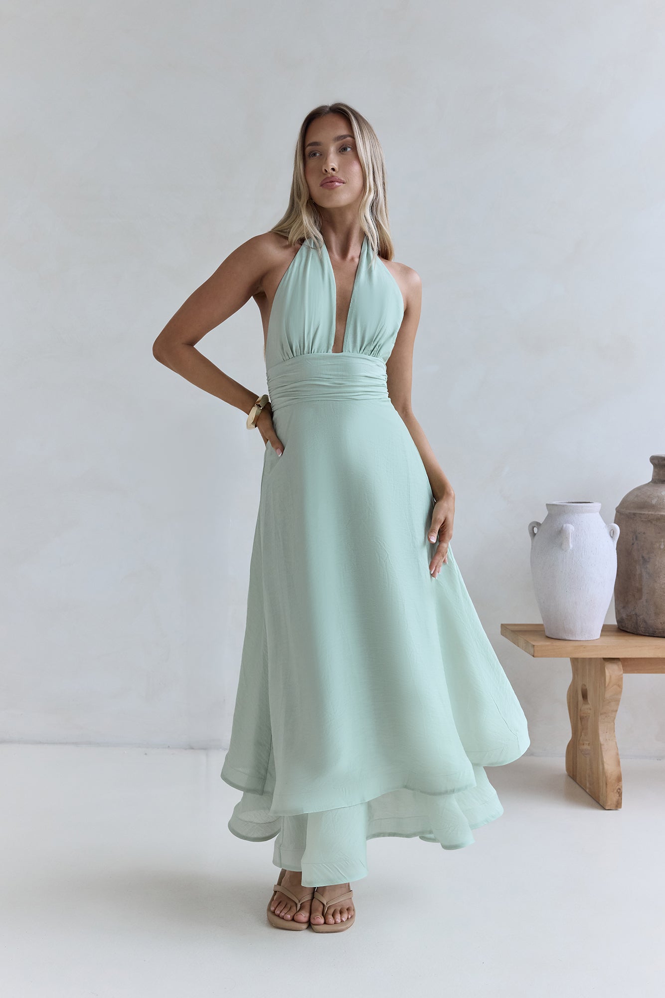 City Lights Calling Maxi Dress Green-Trogz