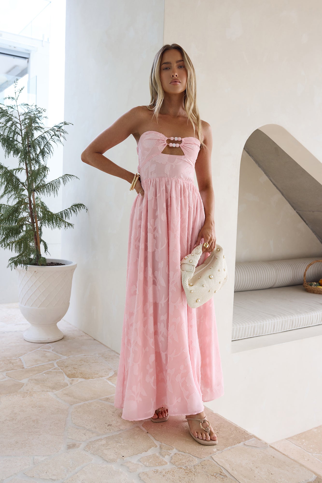 Angelic Moment Strapless Maxi Dress Pink-Trogz