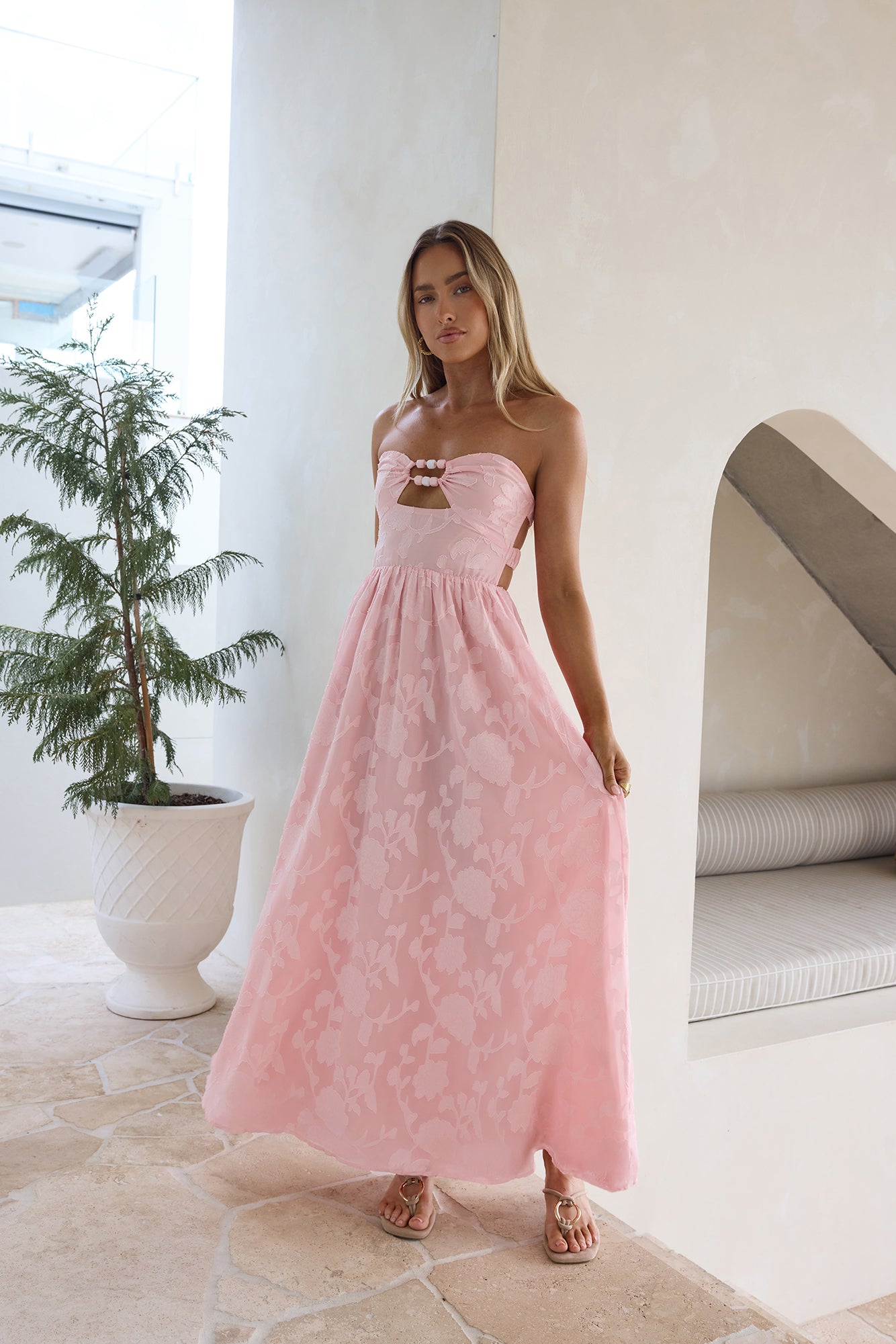 Angelic Moment Strapless Maxi Dress Pink-Trogz