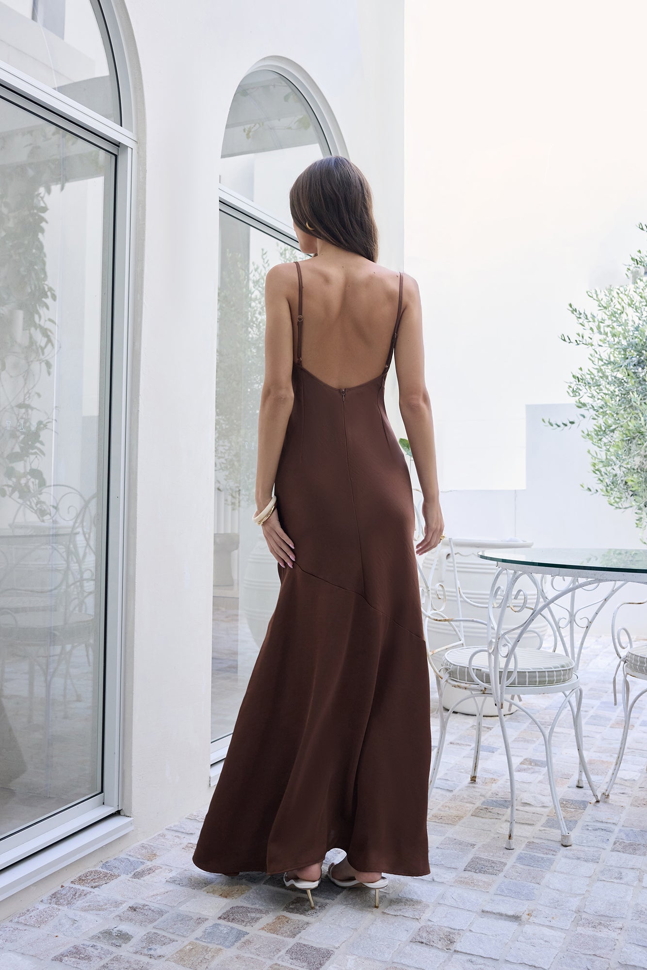 Brilliant Belle Satin Maxi Dress Brown-Trogz