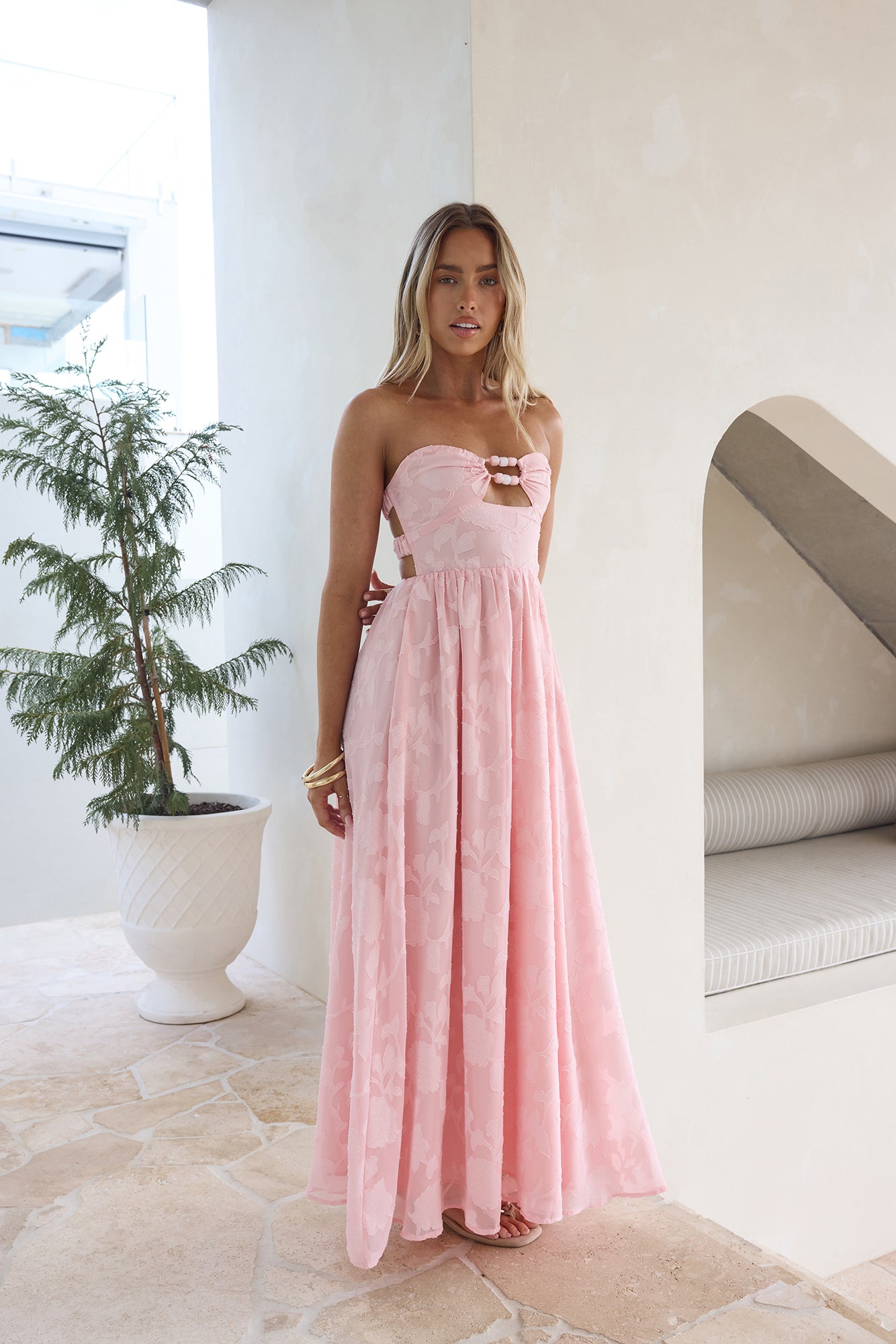 Angelic Moment Strapless Maxi Dress Pink-Trogz