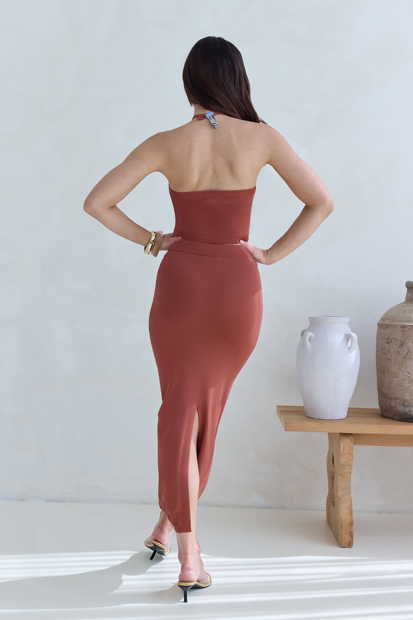 Secret Kisses Knit Maxi Skirt Clay-Trogz