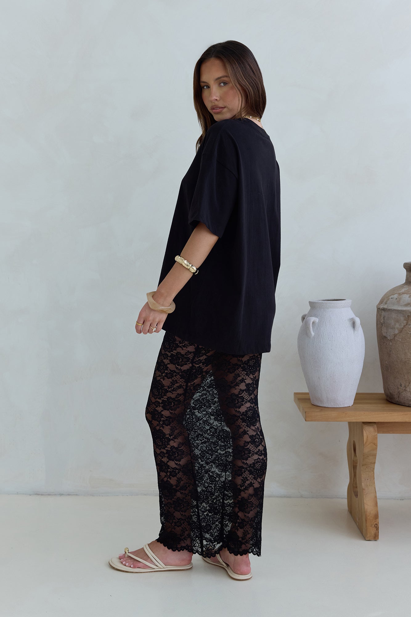 Date In Soho Sheer Lace Maxi Skirt Black-Trogz