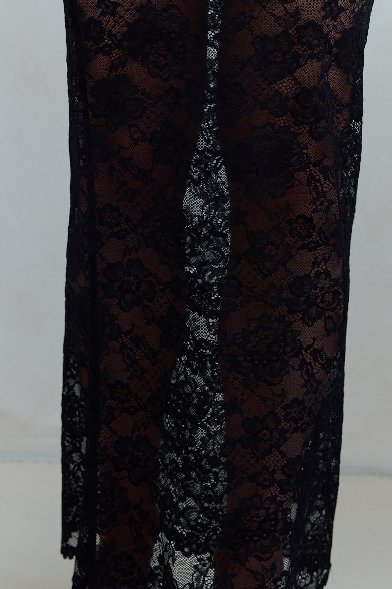 Date In Soho Sheer Lace Maxi Skirt Black-Trogz