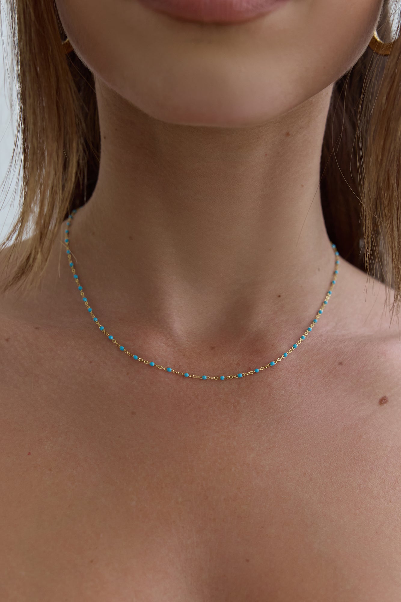 18k Gold Plated Palm Bliss Necklace Gold Blue-Trogz