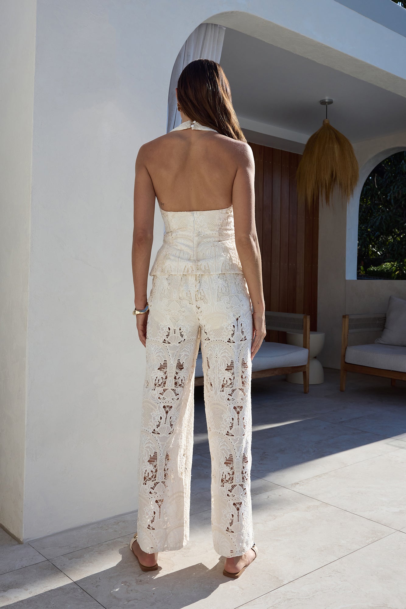 Dream Lace Embroidered Pants Cream-Trogz