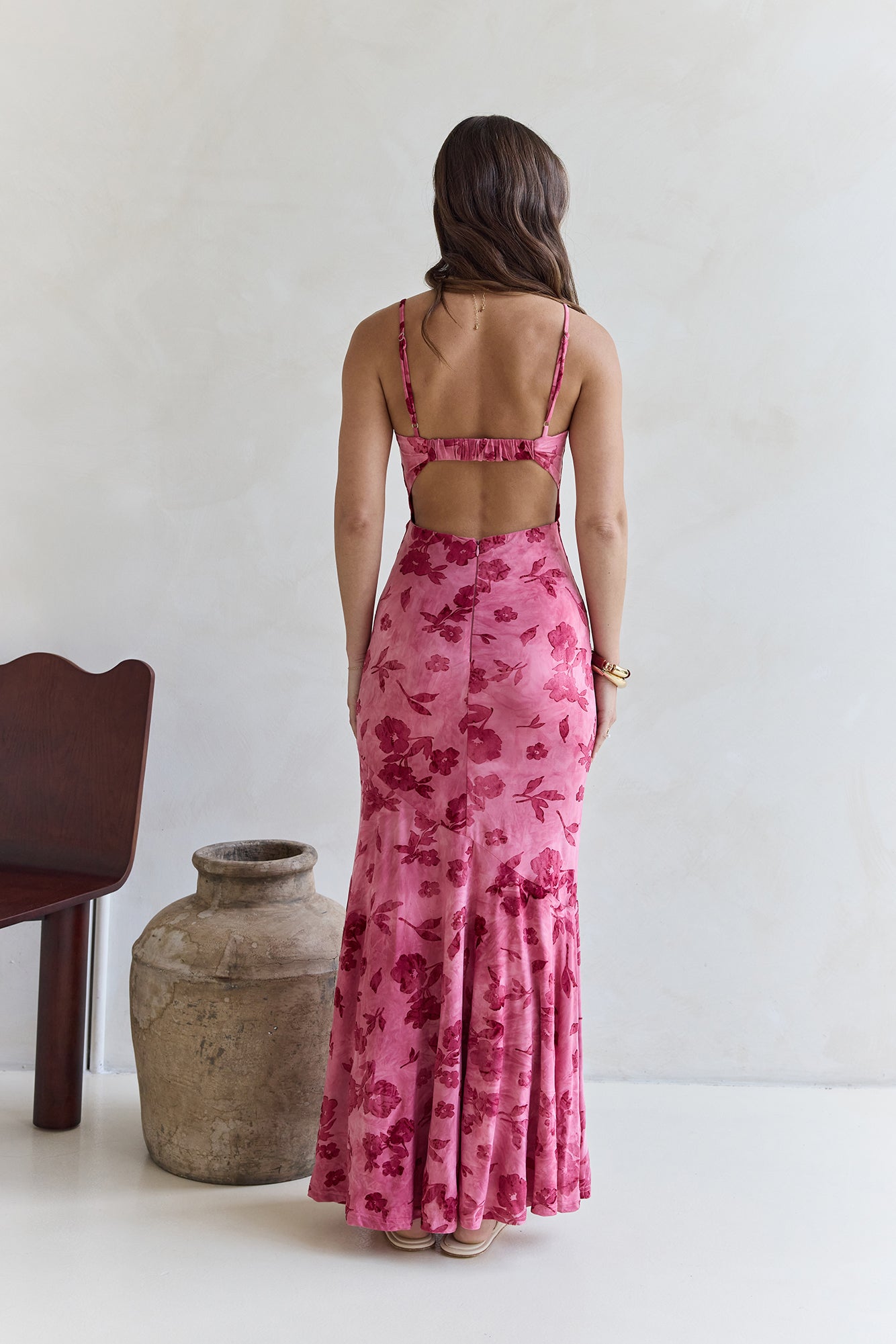 Bed Of Flowers Mesh Maxi Dress Pink-Trogz