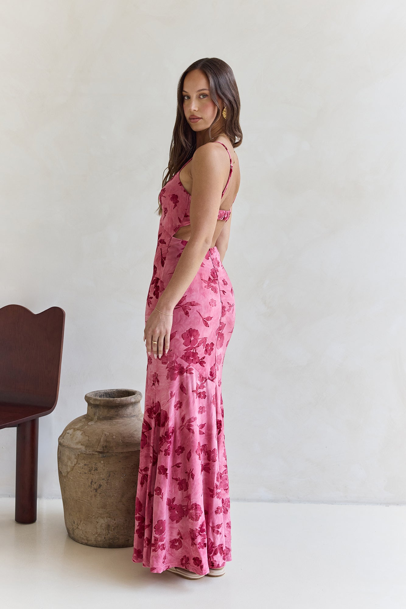 Bed Of Flowers Mesh Maxi Dress Pink-Trogz