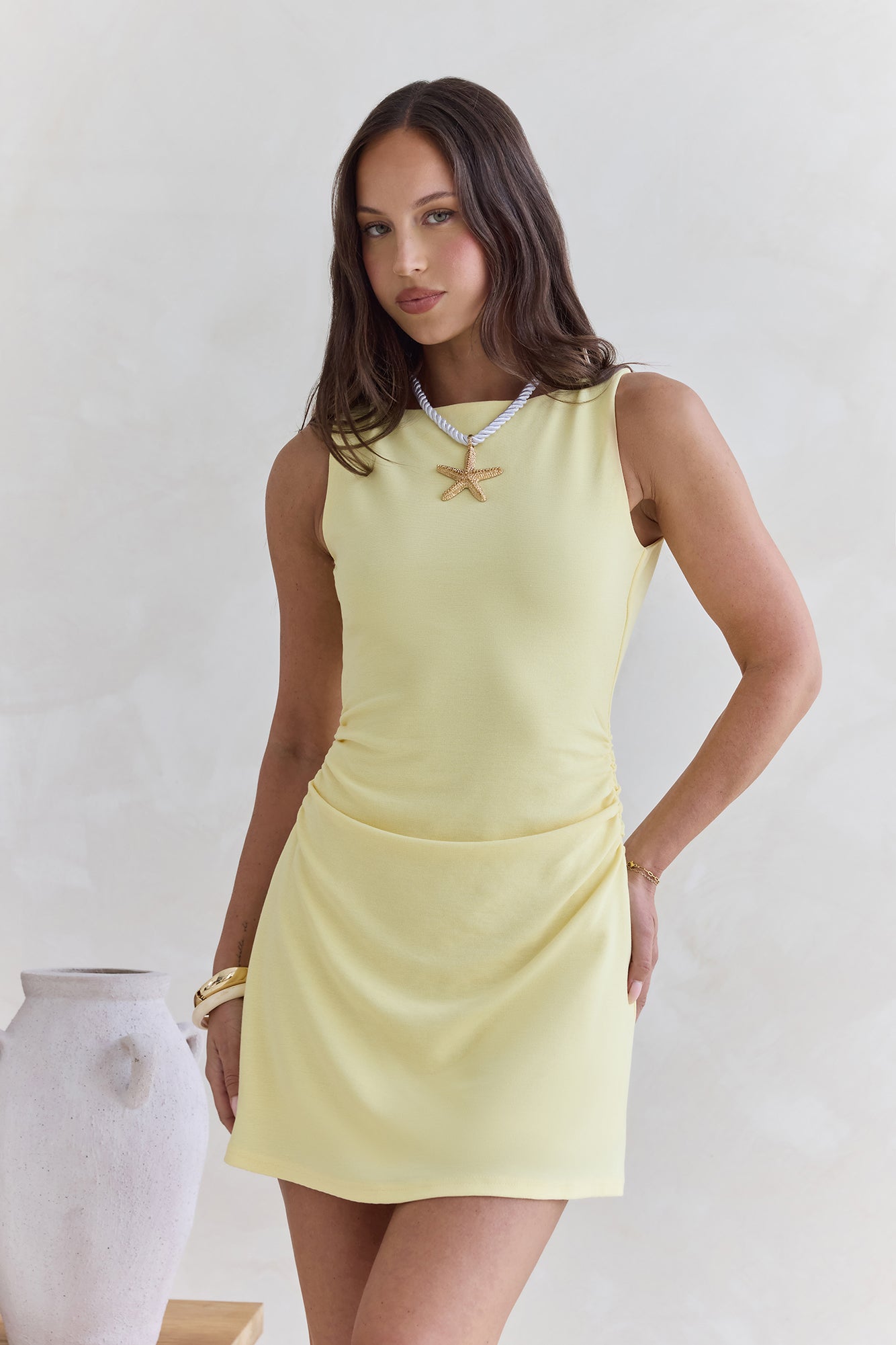 Andromeda Mini Dress Yellow-Trogz