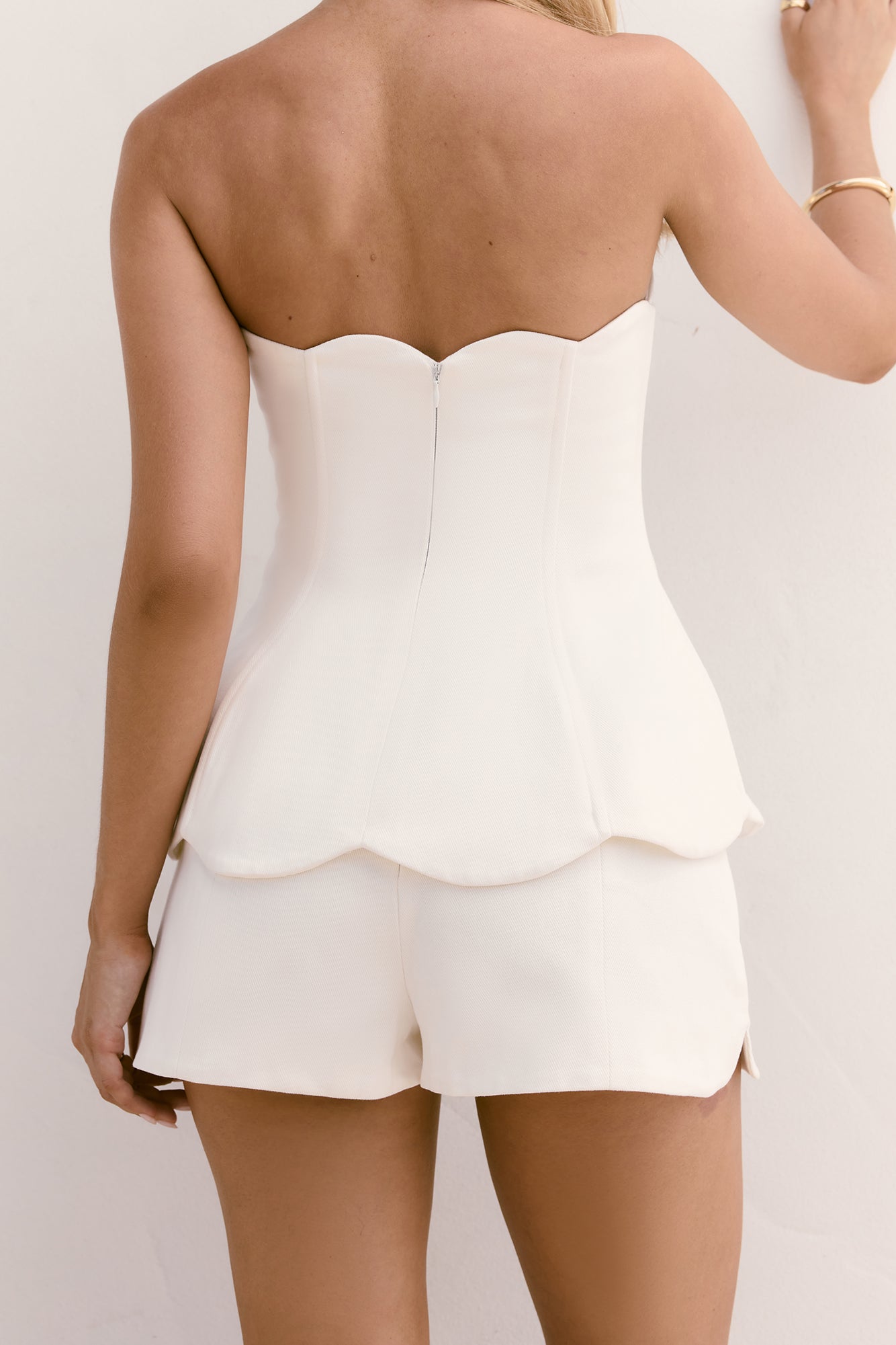 Dewdrop Dreams Strapless Top White-Trogz