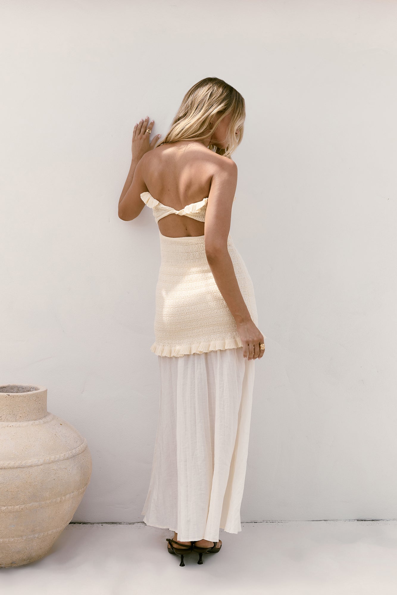Dear Valentine Strapless Maxi Dress Cream-Trogz