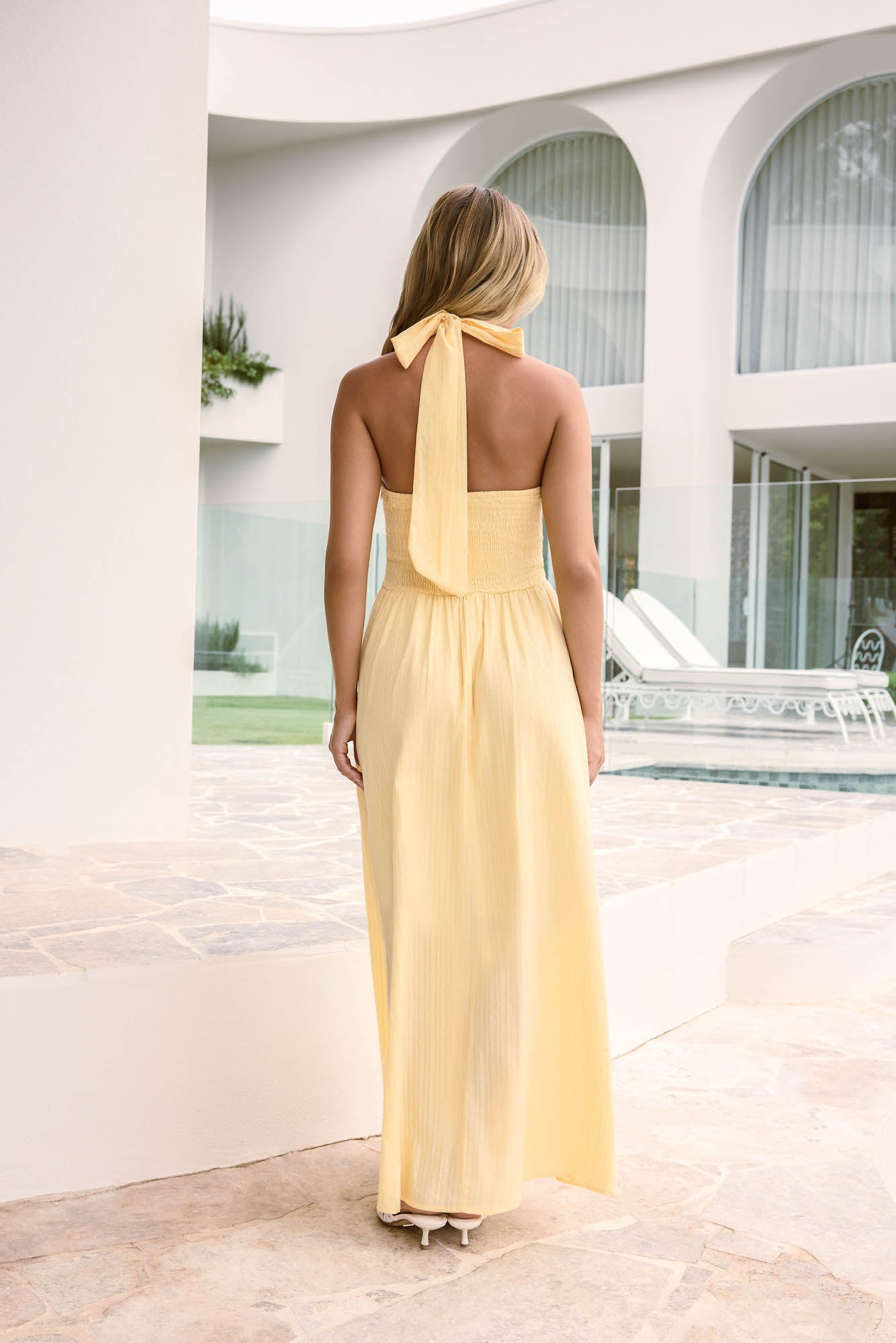 Arrietty Halter Maxi Dress Yellow-Trogz