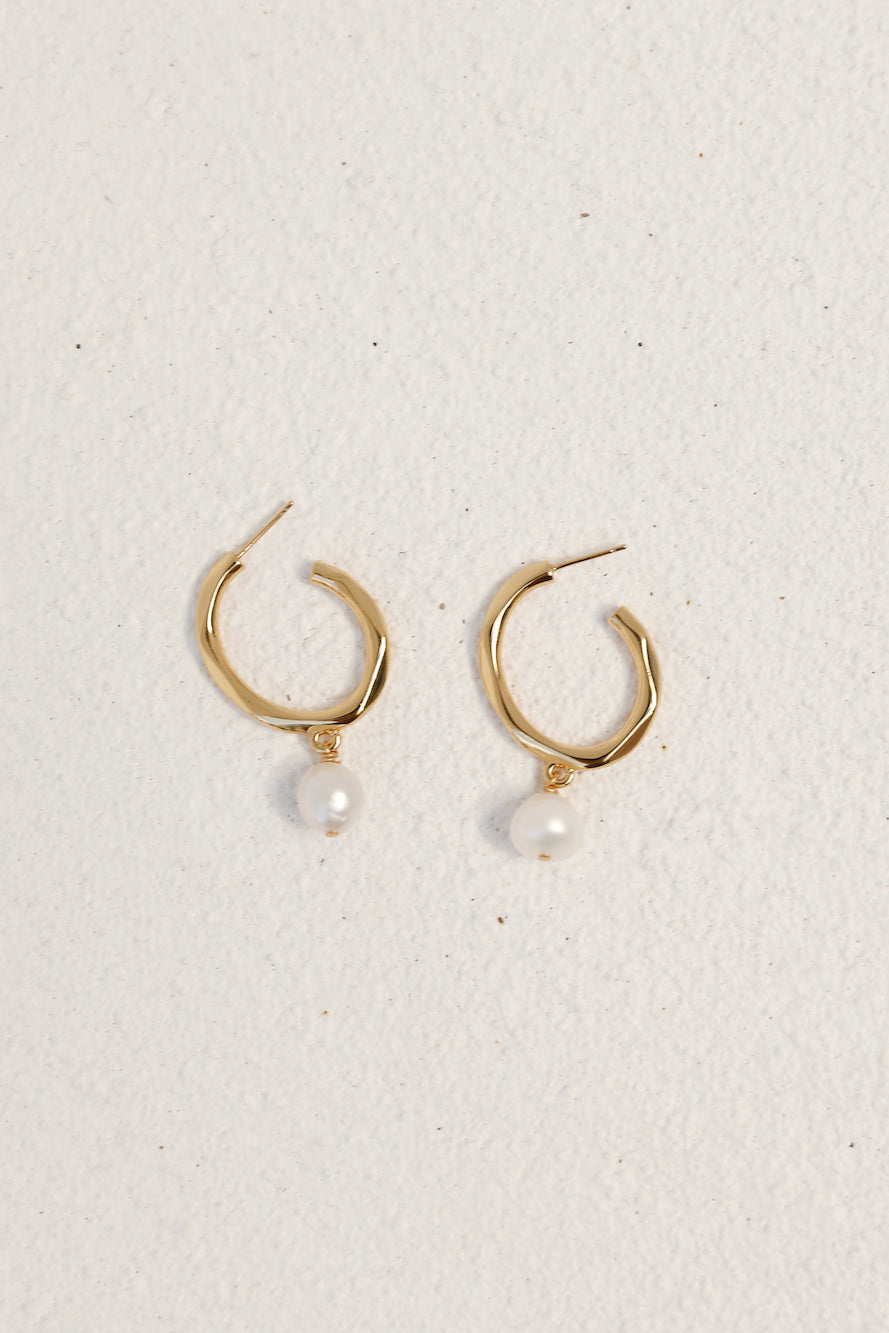 18k Gold Plated Pearl Escape Earrings Gold-Trogz