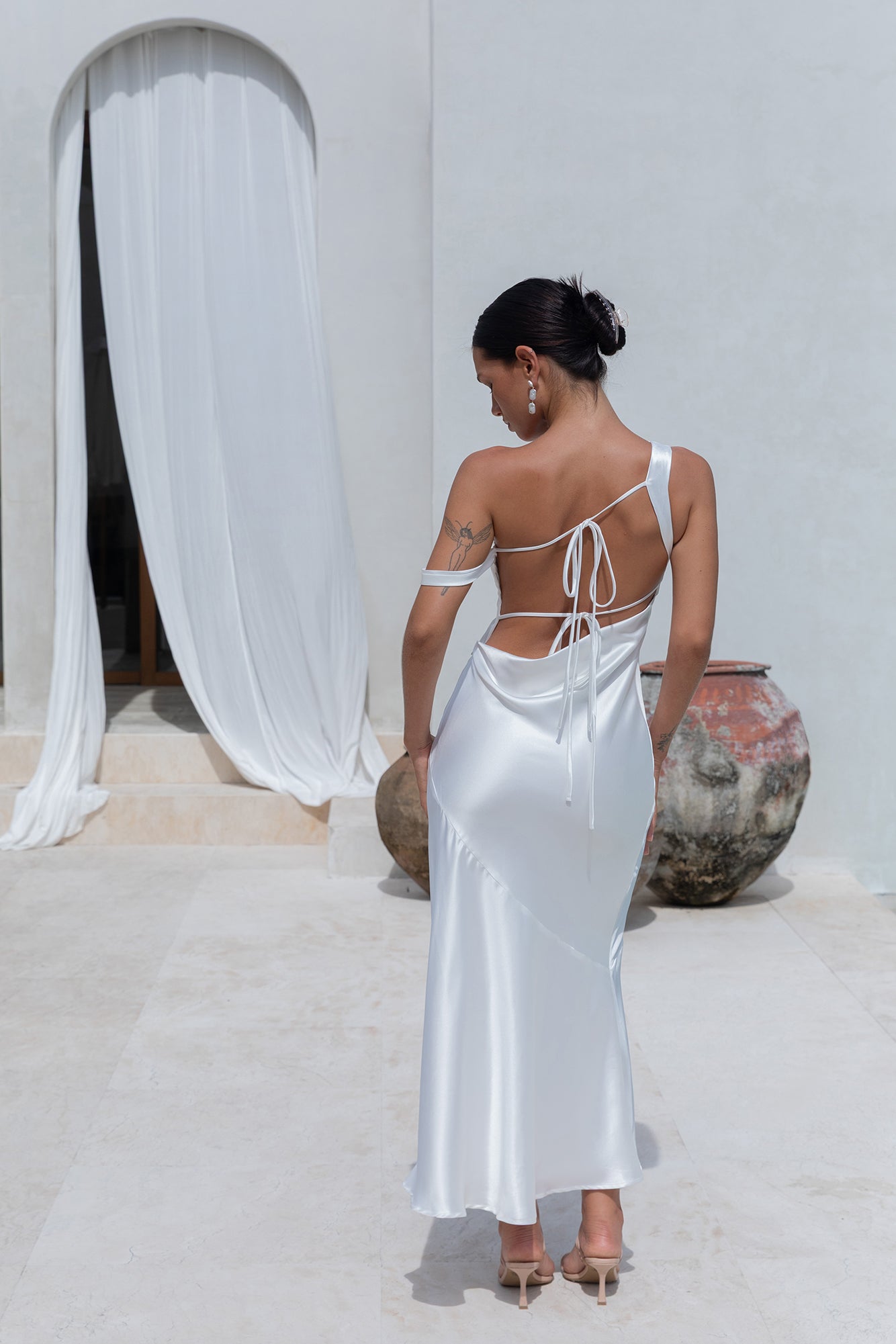 Angelica Satin Maxi Dress White-Trogz