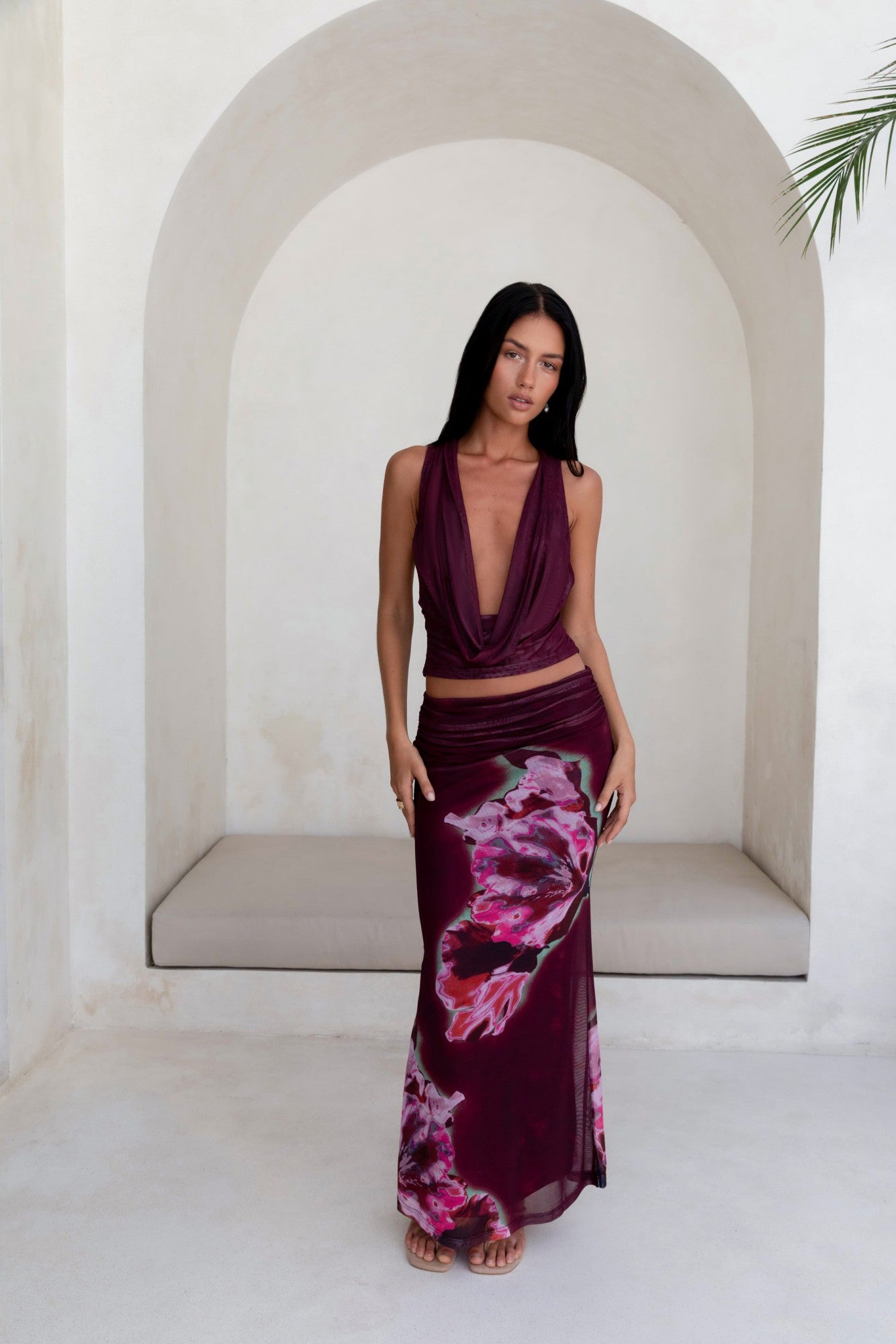 Bloom At Dawn Mesh Top Plum-Trogz