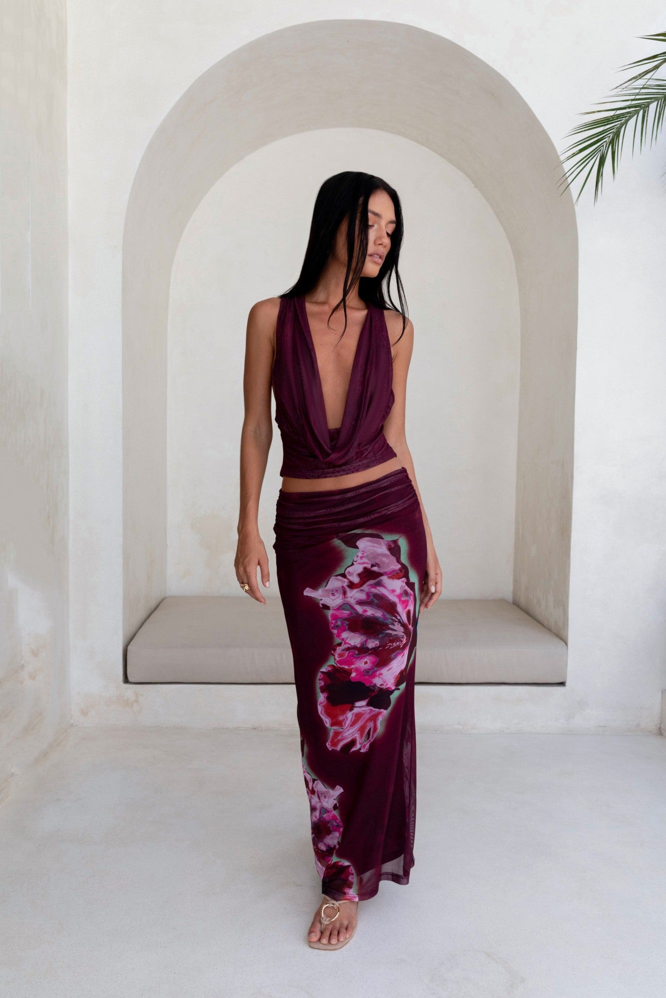 Bloom At Dawn Mesh Top Plum-Trogz