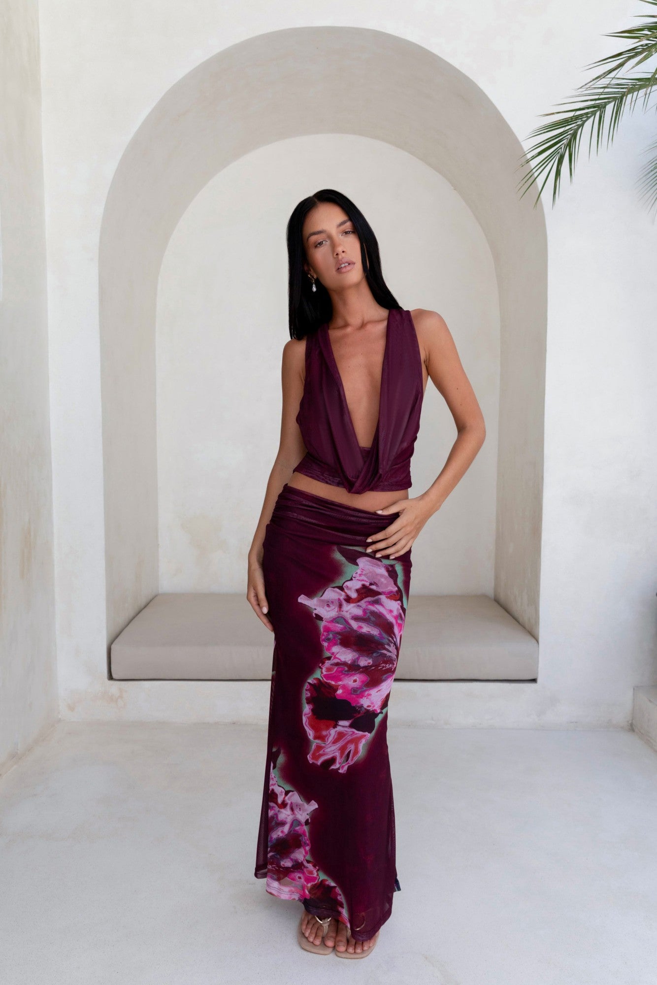 Bloom At Dawn Mesh Top Plum-Trogz